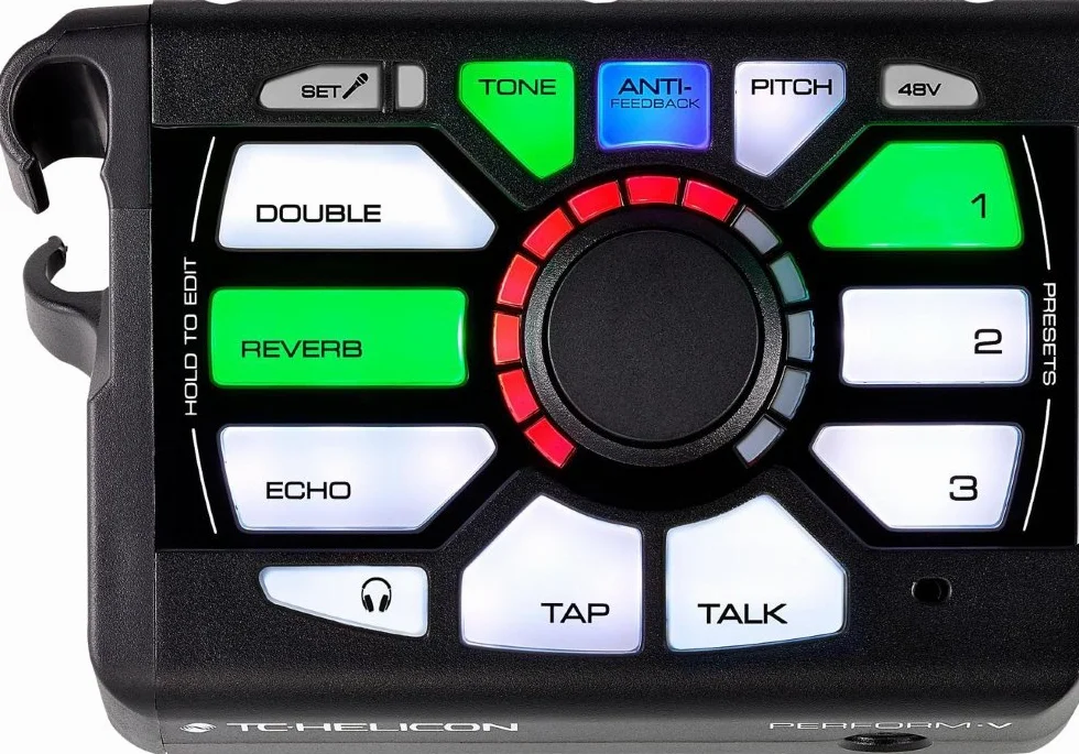 TC Helicon PERFORM-V Ultimate Mic Stand-Mount Vocal Processor für schnellen und einfachen Sound in Studioqualität mit erweiterbaren Effekten