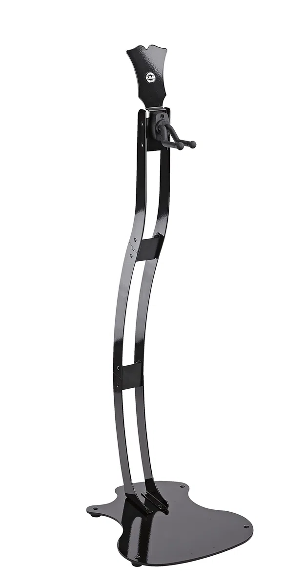 K&M 17630 Guitar Station M Schwarz Hochglanz - Gitarrenhalter, 98 cm Höhe - stabile Halterung für Akustik und E-Gitarren