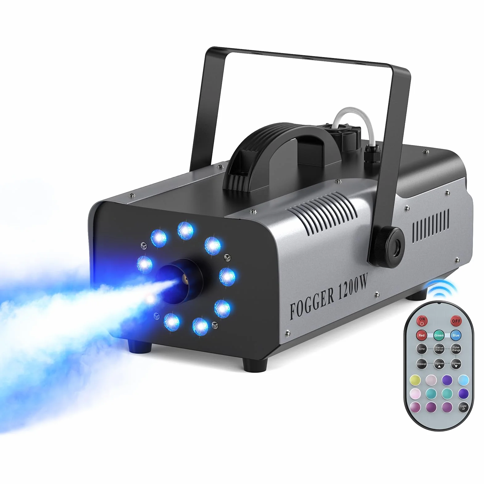 1200W Nebelmaschine 9 RGB 3 in 1 LED Rauchmaschine mit kabelloser tragbar Smoke Machine für Bar Hochzeitsfeiern Disco Party Club Bühnenauftritte Halloween