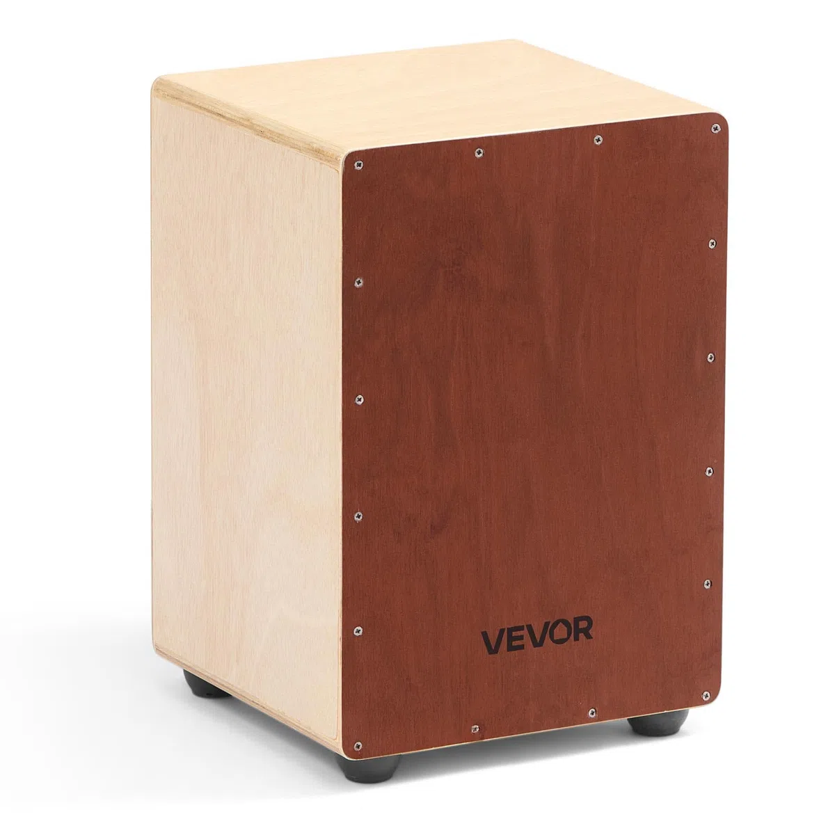 VEVOR Cajon, Kistentrommel, mit internen Snare-Drähten, kompakte & leichte Drum-Box aus Holz, Trommel-Musikinstrument mit Silikonfüßen, abgerundeten Kanten, für Anfänger & Profis, 255x255x380 mm