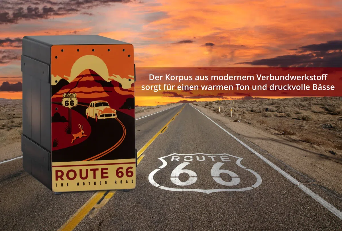 XDrum Design Series Cajon "Route 66" Set inkl. Tasche + Schule, 5 cm