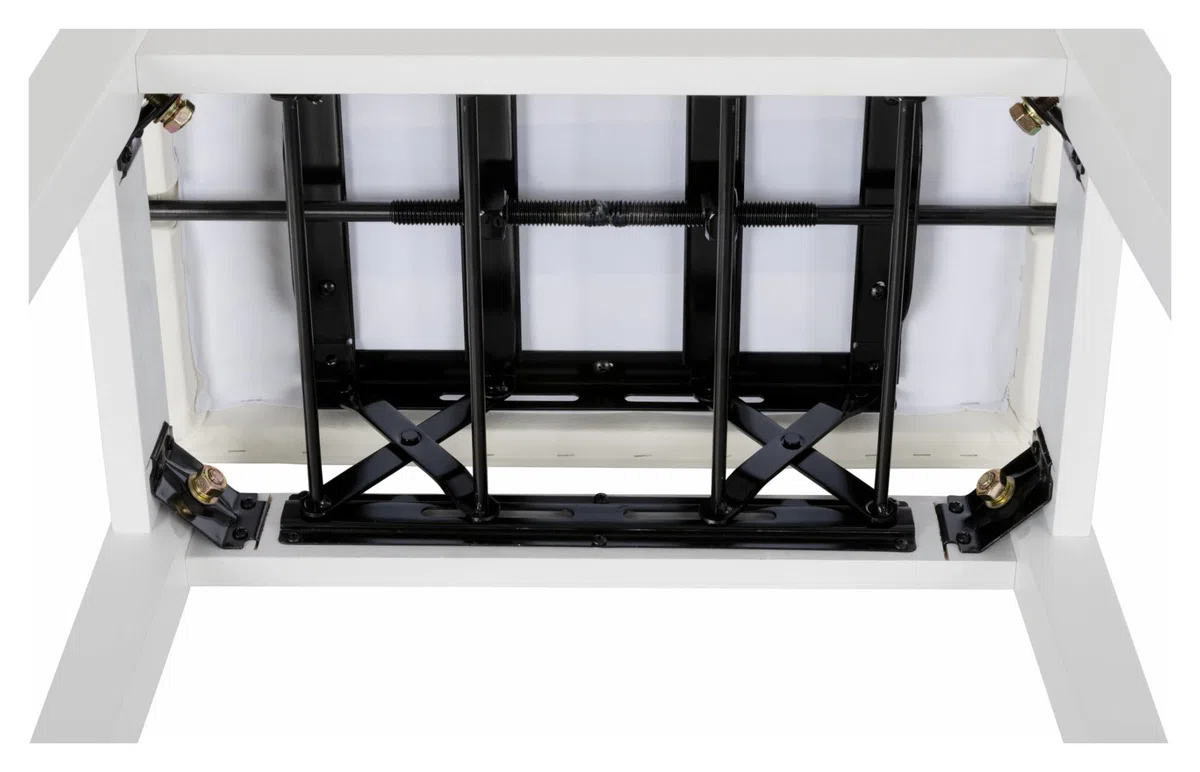 Classic Cantabile Pianobank Modell D - Hochwertige Pianobank - Weißes Polster aus Kunstleder mit Kapitonierung - Höhenverstellbar von 47,5-55,5 cm - 4-fache Kreuz-Mechanik - Weiß Matt