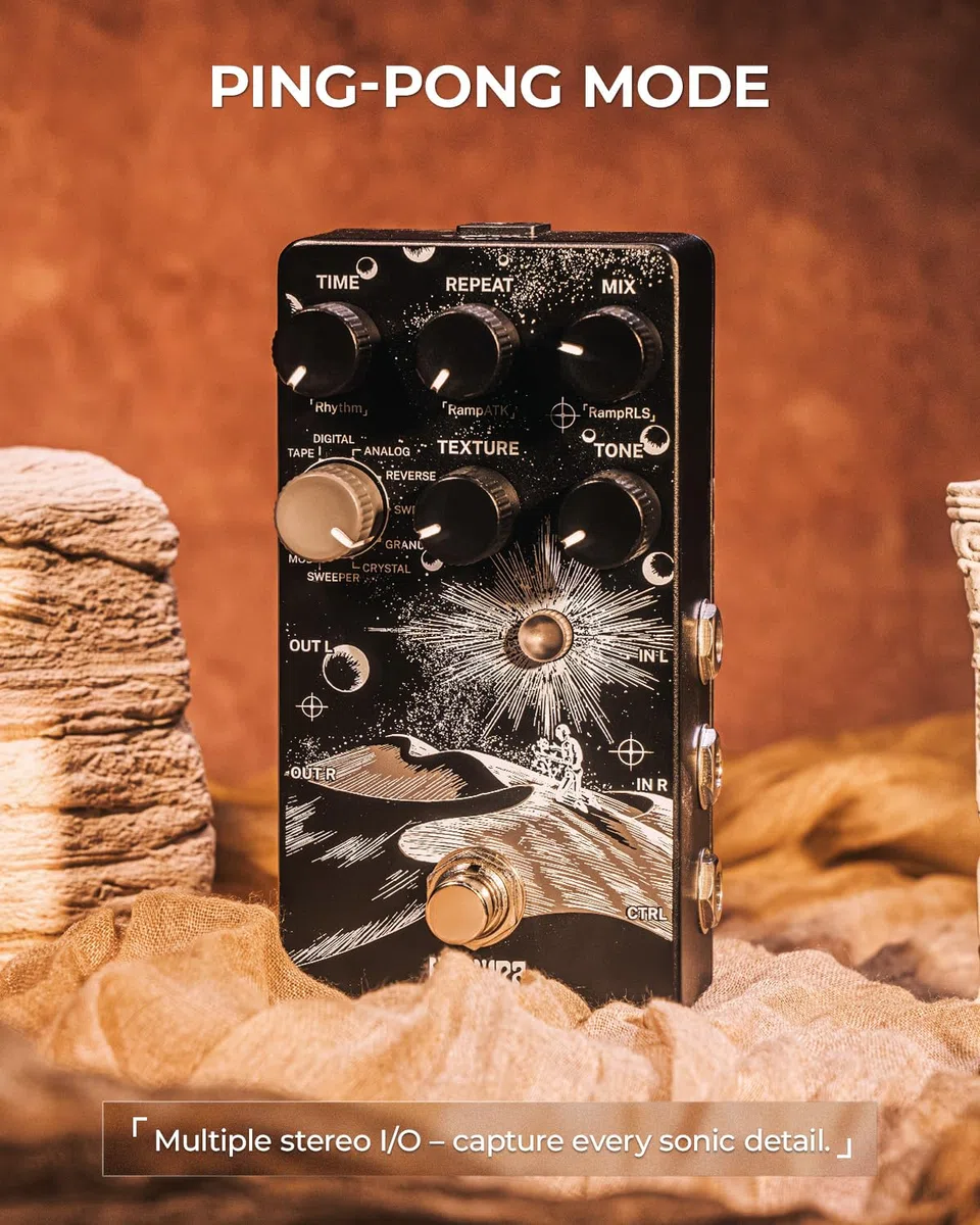 Everlast Delay Pedal für E-Gitarre – Verbesserte 2025-Version Digitales Gitarren-Effektpedal mit 9 Stereo-Delay-Typen, Tap Tempo, True Bypass, Analog Dry-Through, Expression-Pedal-Unterstützung