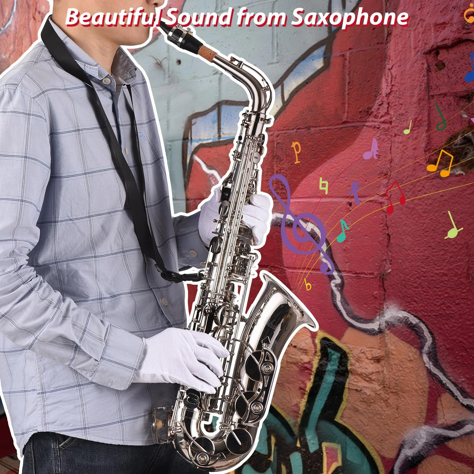 Btuty Eb Altsaxophon Set, Messing Saxophon,E Flat Alto Saxophone, inkl. Mundstück, Reinigungstuch, Handschuhe, Tragegurt und gepolstertem KofferSaxophon für Anfänger und Schüler