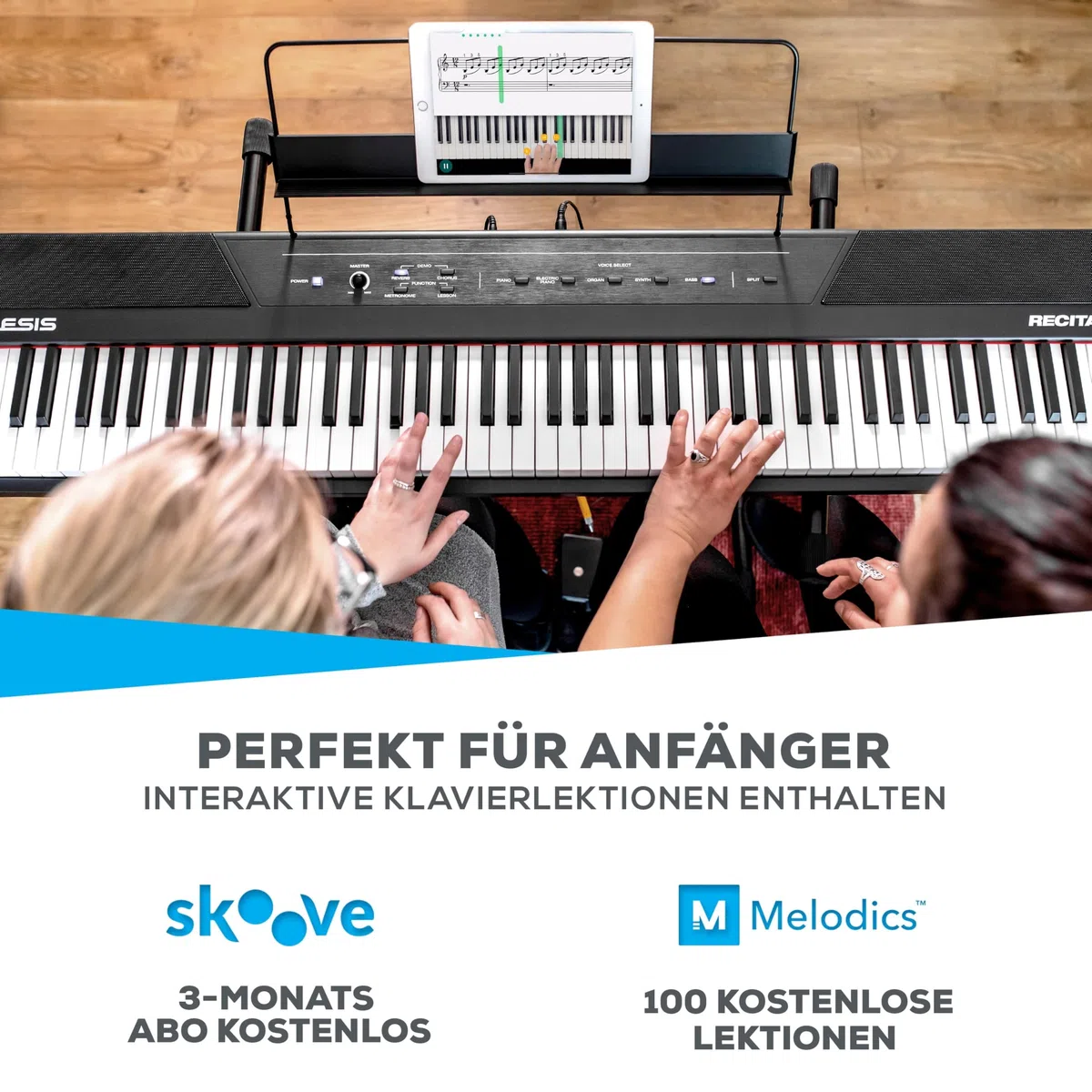 Alesis Recital - E Piano 88 Tasten für Einsteiger mit Halbgewichteten Volle Größe Klavier, Lautsprechern, Fünf Premium-Stimmen, Kopfhörerausgang, Klavier Lektionen-Abo