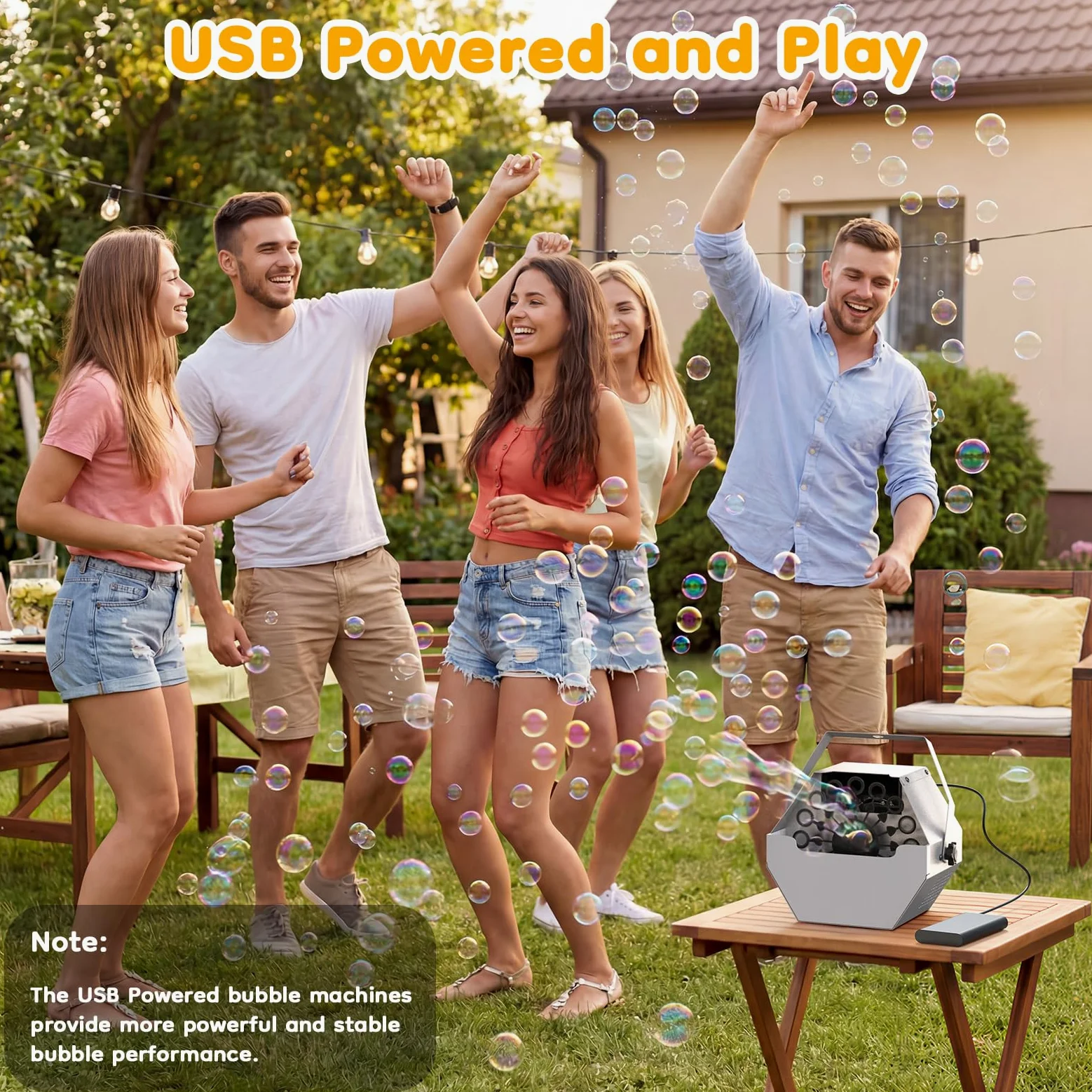 Theefun Seifenblasenmaschine, 750 ml Automatische Seifenblasen Maschine aus Metall USB-Betrieben Tragbare Professionelle Seifenblasenmaschine Kinder, Hochzeit Seifenblasen Maschine, Innen & Außen