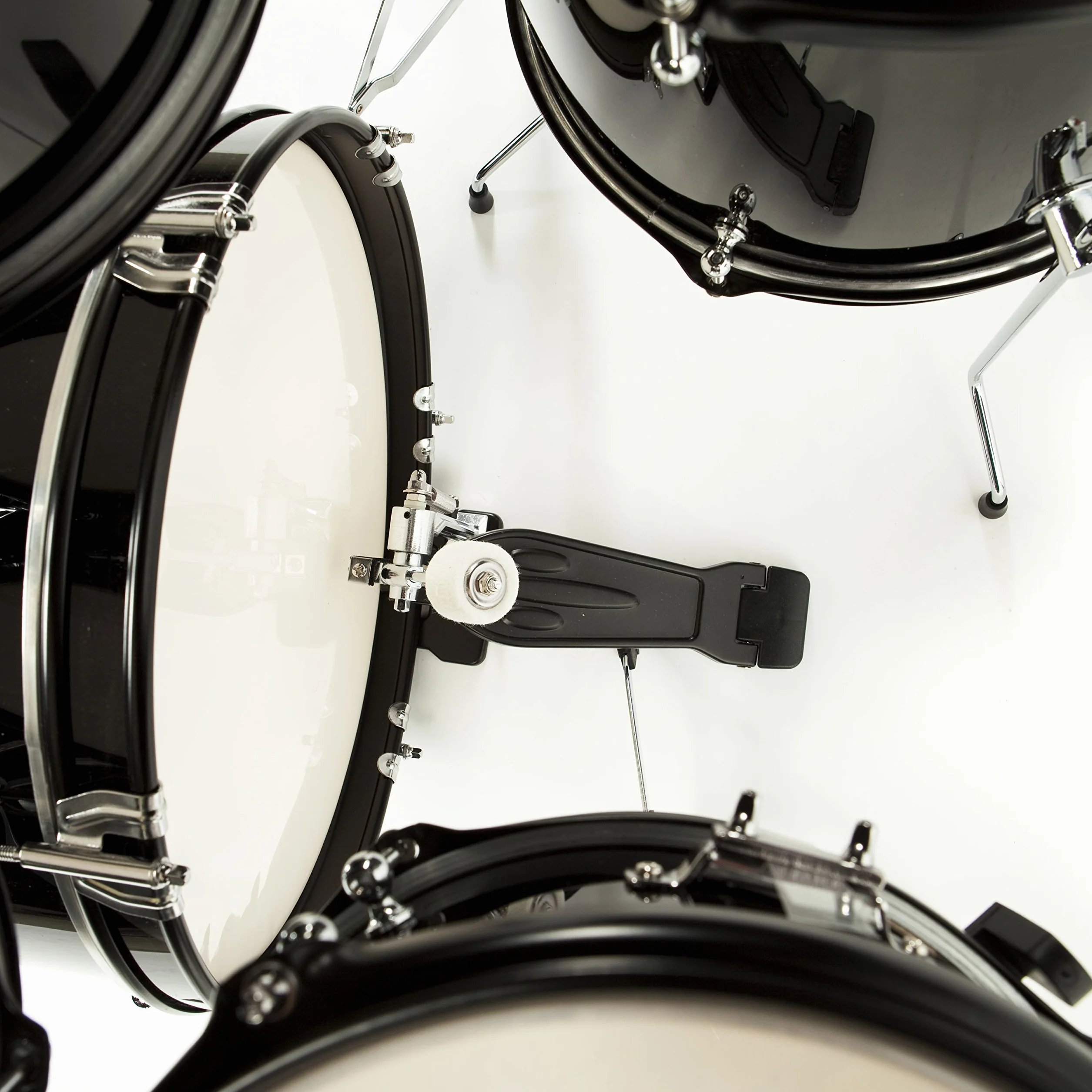 Fame 5 PC Drumset Black, Schlagzeug mit Bass Drum, Tom-Tom, Snare, Hardware und Hocker, inklusive Zubehör und Drumsticks. Perfekt für Einsteiger und Musikliebhaber