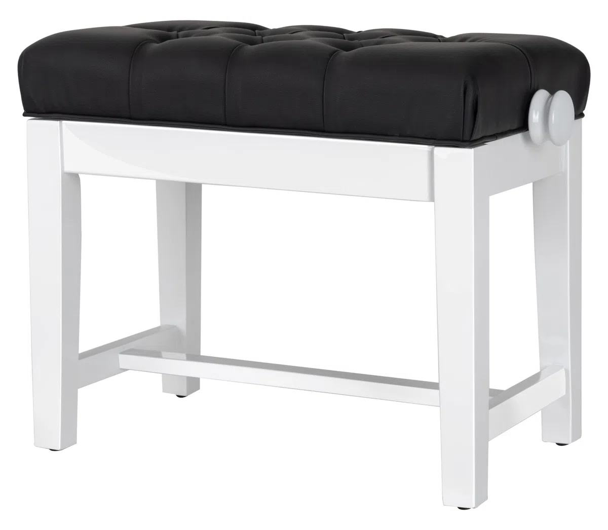 Classic Cantabile Pianobank Modell X - Festverleimte Pianobank - Schwarze Sitzfläche im Chesterfield-Stil - Höhenverstellbar von 48,5-56 cm - 4-fache Kreuz-Mechanik - Weiß Hochglanz