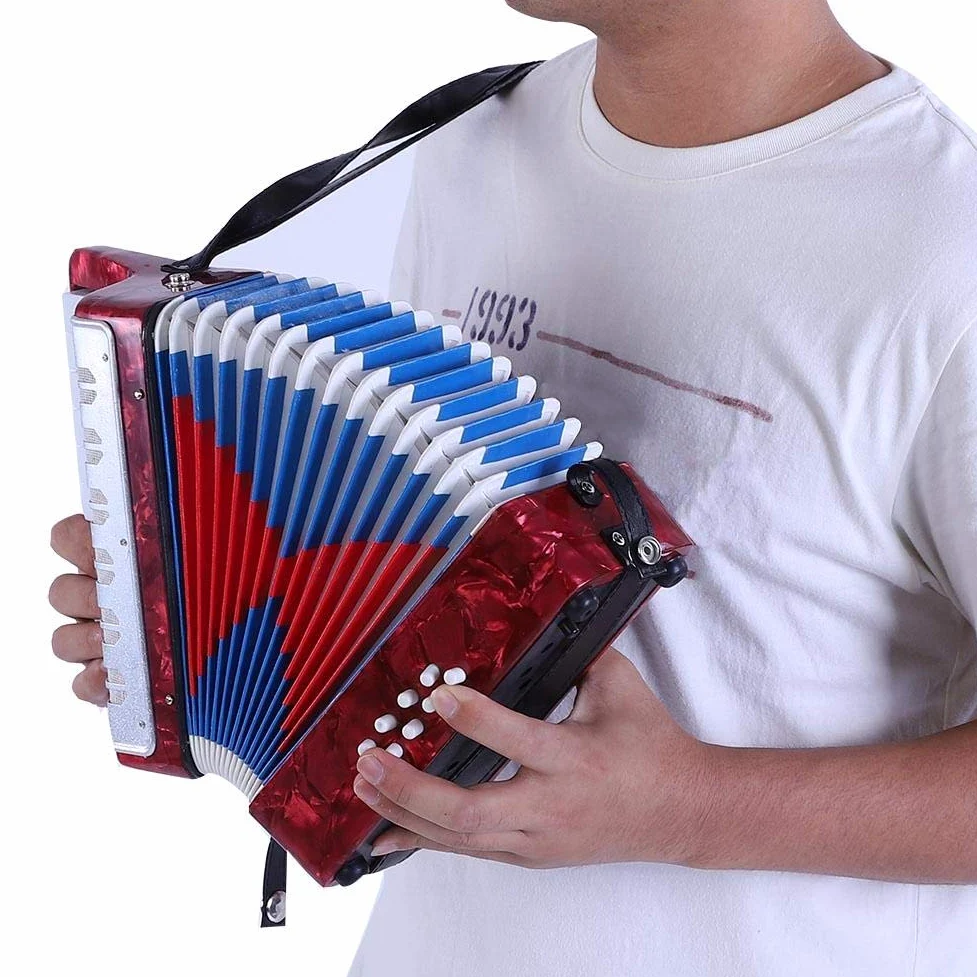 Verrückter Verkauf Kinder Akkordeon, 17 Tasten 8 Bass Piano Akkordeon Musikinstrument für Anfänger Studenten(rot)