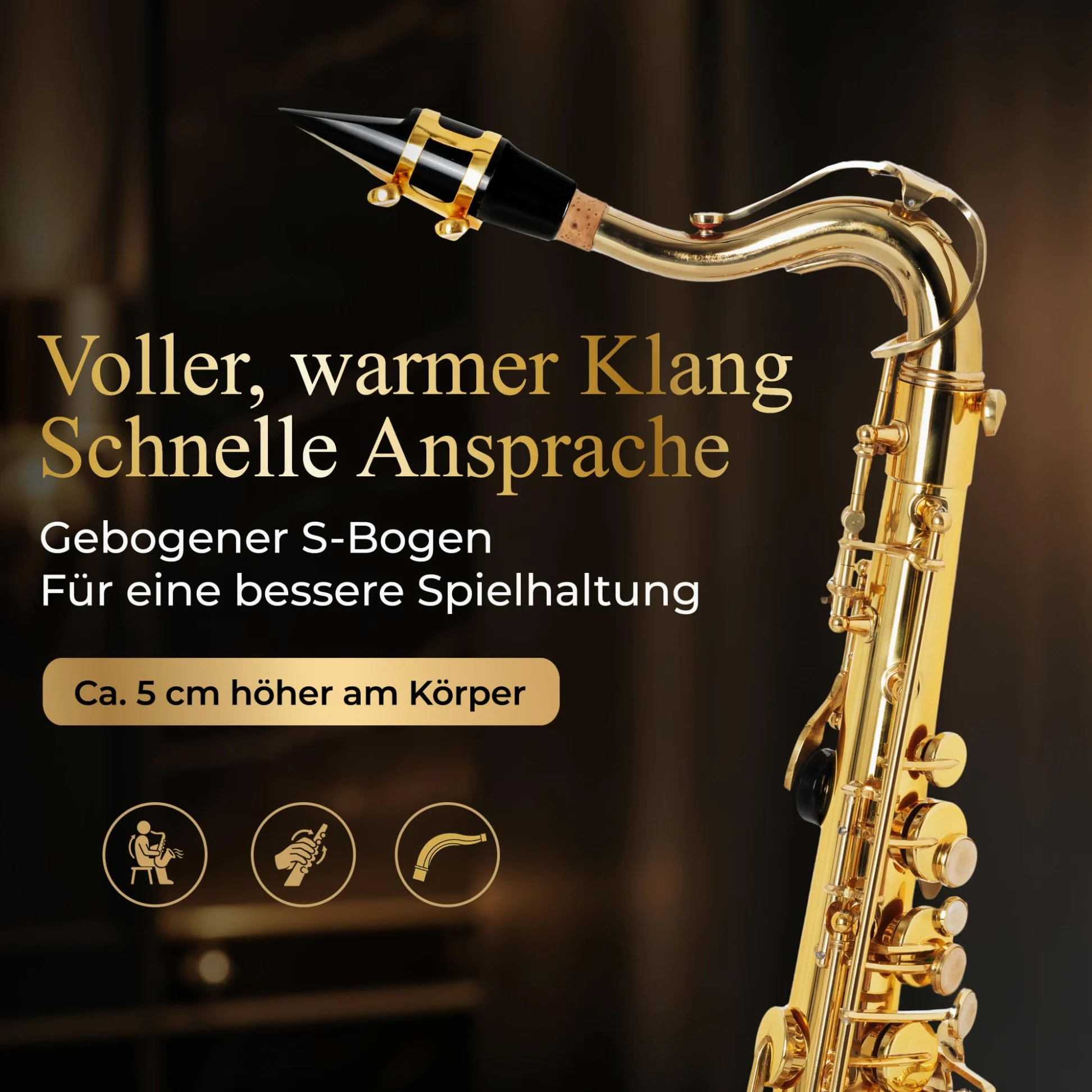 Classic Cantabile Youngstar AS-420 Kinder-Altsaxophon, Eb, Lackiert | Eb-Stimmung, kindgerechte Mechanik, gebogener S-Bogen, Messing, Leichtkoffer mit Rucksackgurten
