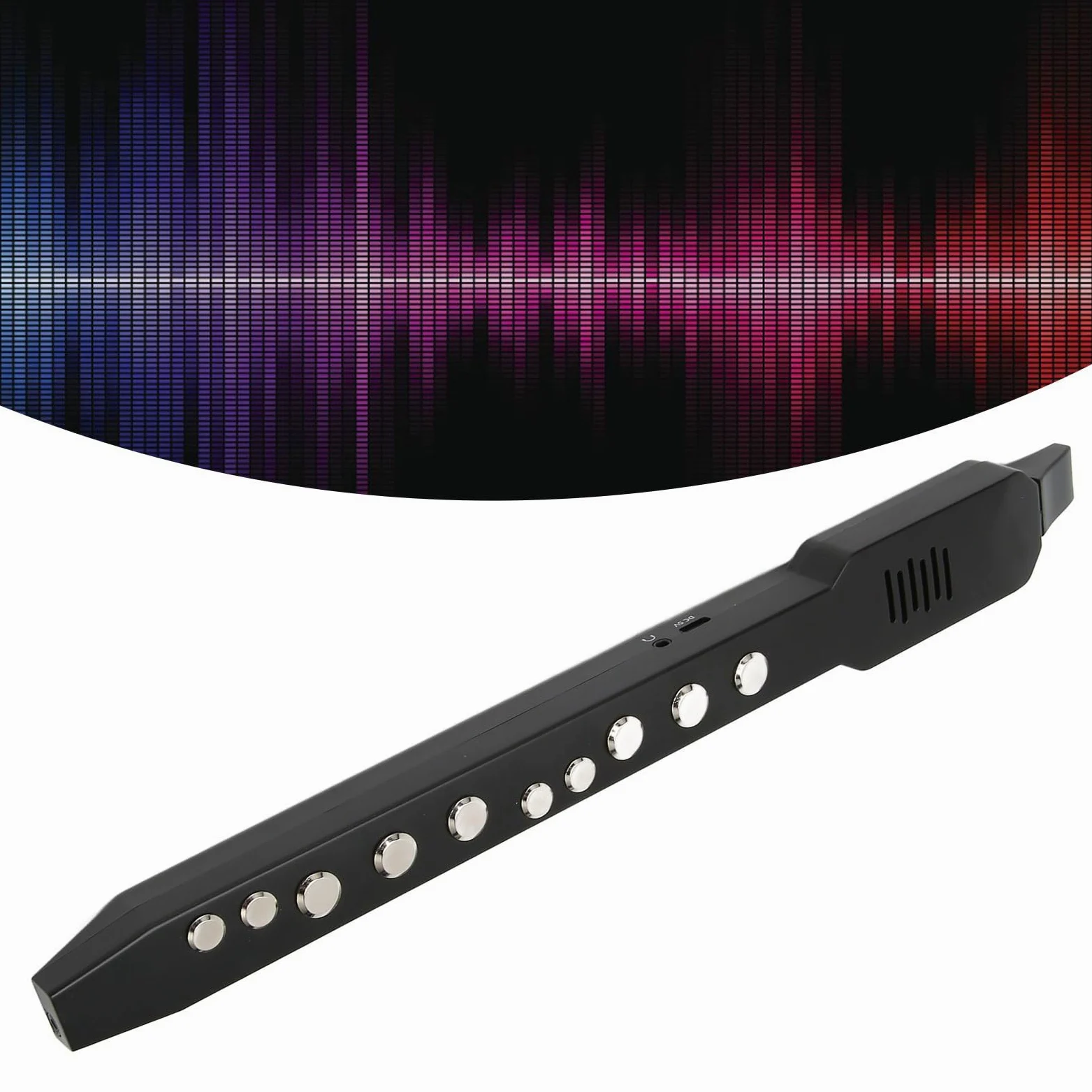Digitales Blasinstrument Elektronisches Saxophon Set mit Abnehmbarer Düse, Wiederaufladbarem MIDI Konnektivität, 10 Töne und 12 Begleitungen (Schwarz)