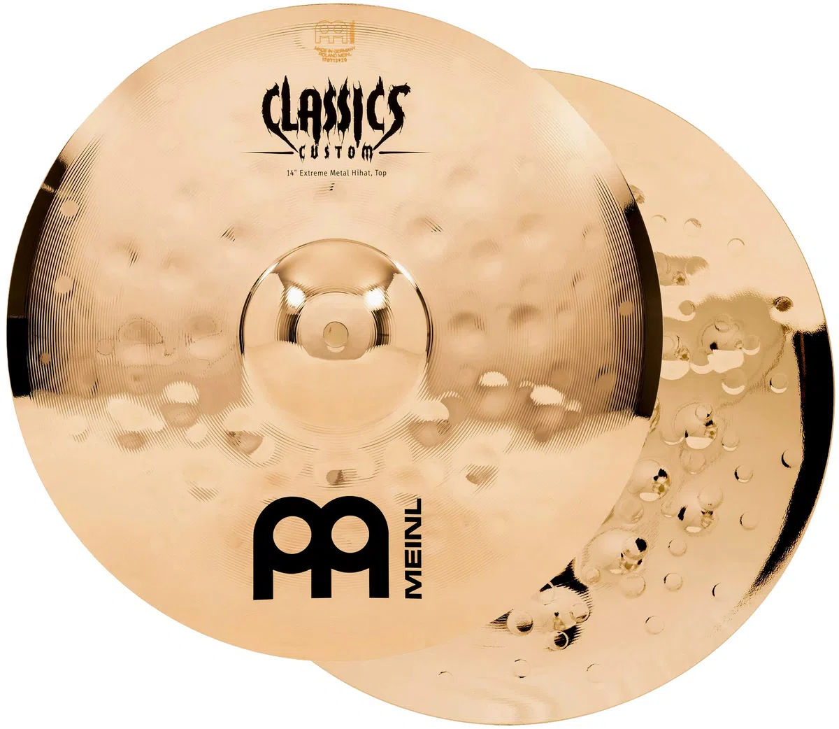 Meinl Cymbals Classics Custom Extreme Metal Beckenset (Video) mit 14 Zoll Hihat, 18 Crash und 20 Ride - B12 Bronze, Brilliantes Finish (CC-EM480)