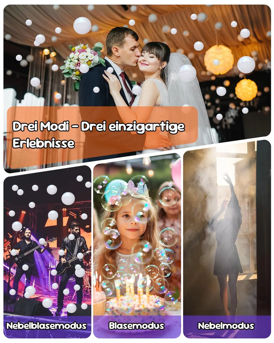 Nebelmaschine, 450W Fog Bubble Machine mit drahtloser Fernbedienung, 3 in 1 Bubble Fog Machine, Make Bubble | Fog Bubble | Continuous Fog for Halloween Weihnachten Party Hochzeit Geburtstag Holiday