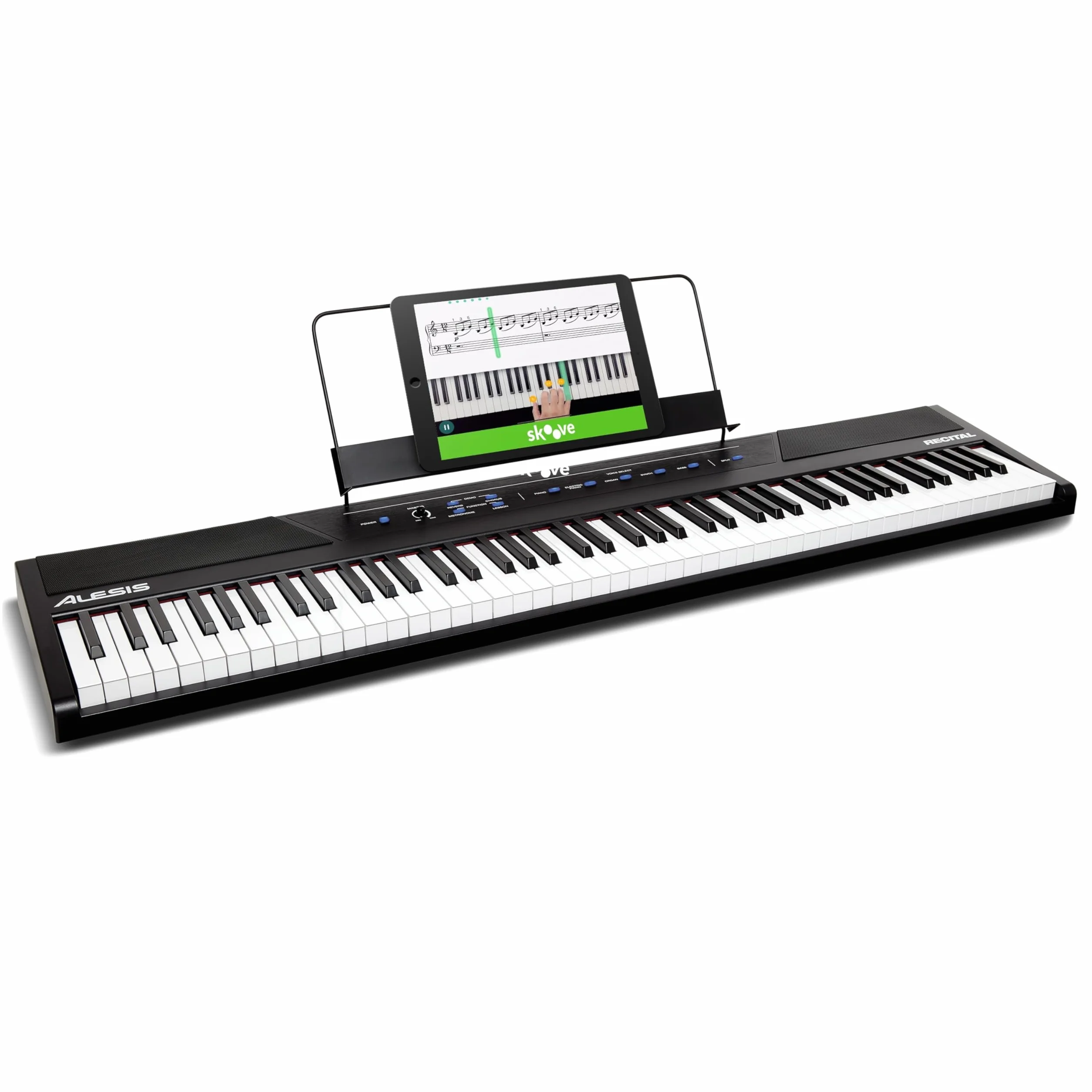 Alesis Recital - E Piano 88 Tasten für Einsteiger mit Halbgewichteten Volle Größe Klavier, Lautsprechern, Fünf Premium-Stimmen, Kopfhörerausgang, Klavier Lektionen-Abo