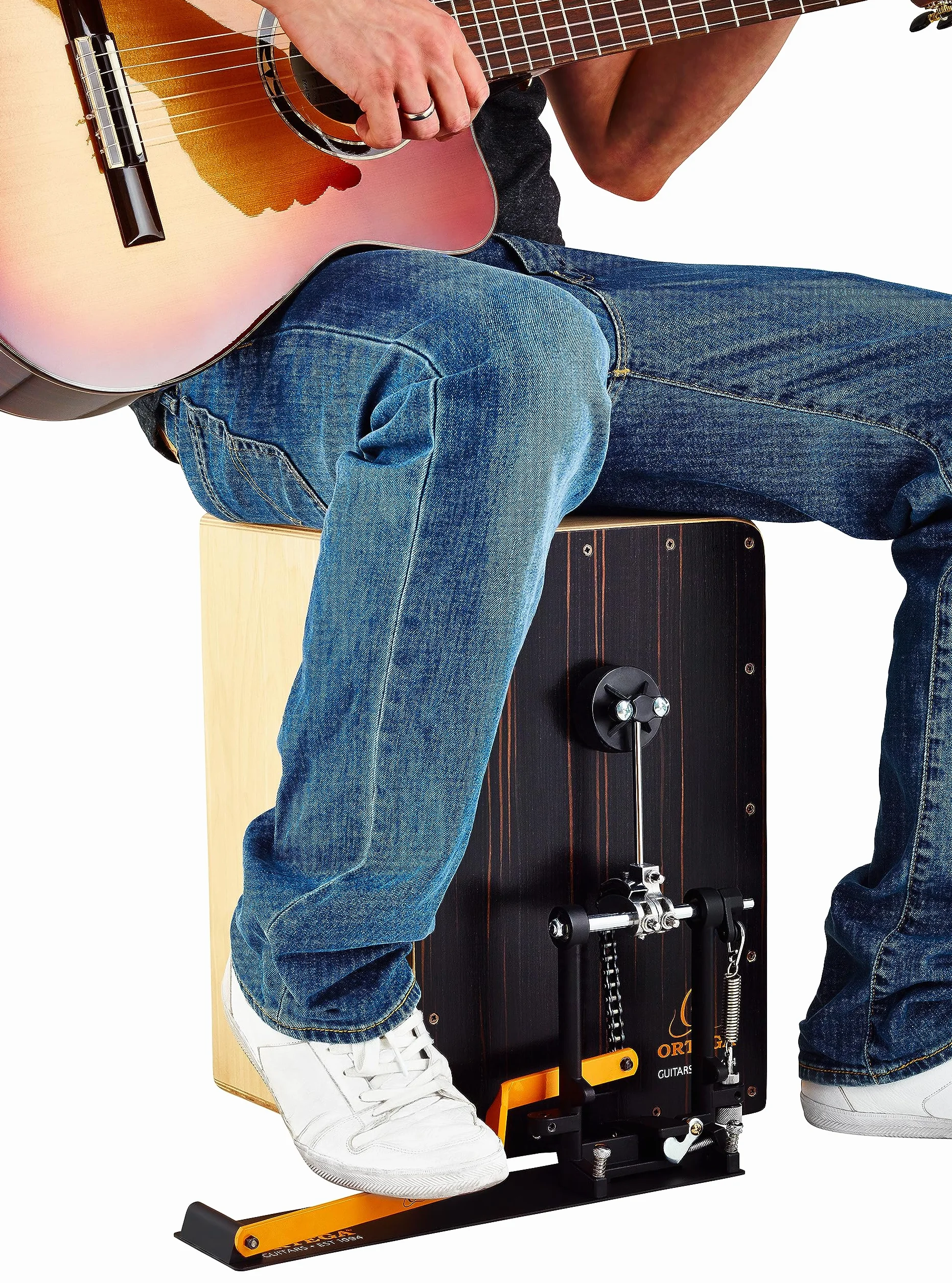 Ortega Guitars Cajon Pedal Rechts - Percussion Series - Metall Pedal mit Schaumstoffschlägel für Trommelkiste - Inklusive Tasche und Drum Key (OCJP-GB)