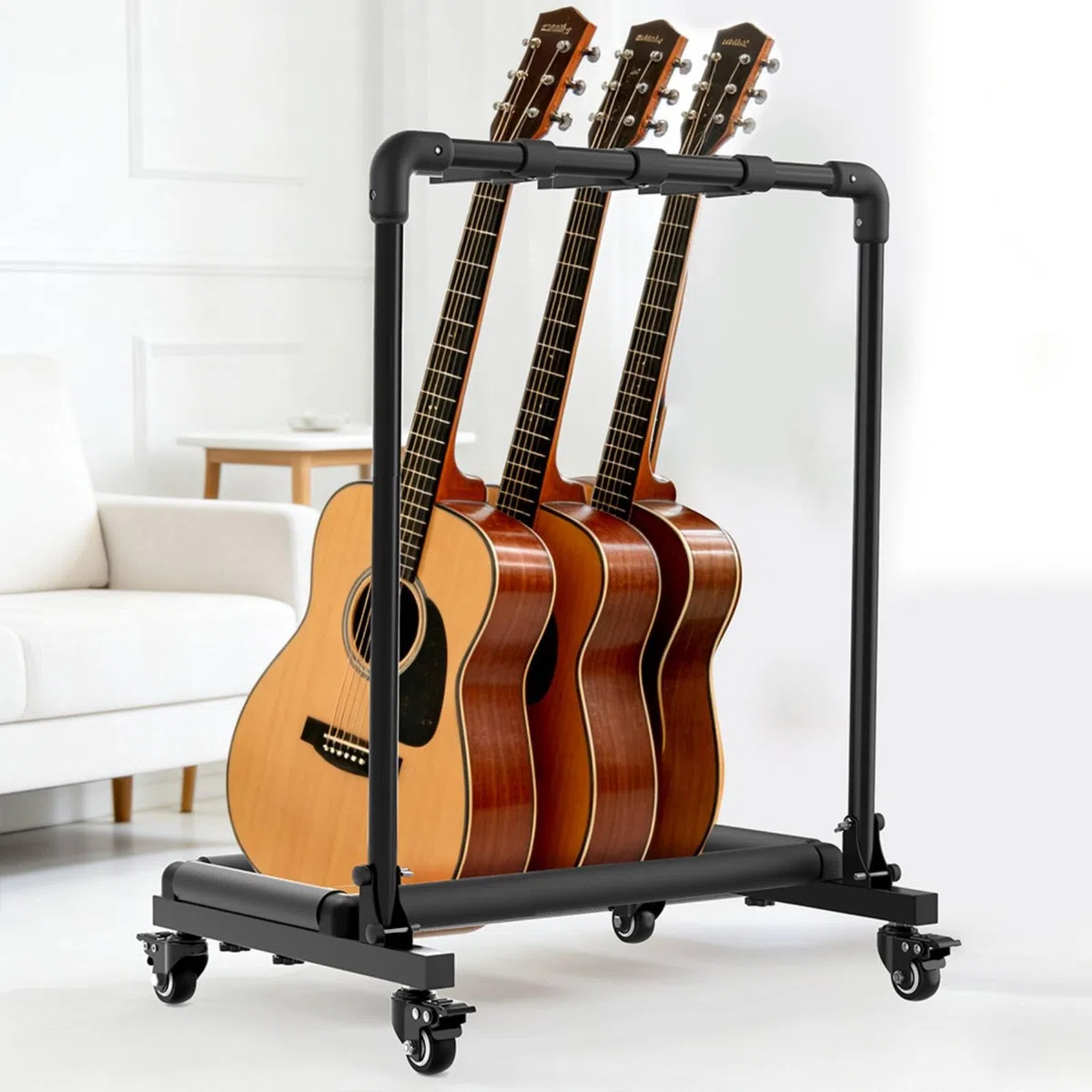 Gitarrenständ mit Rollen platzsparend mehrfach-gitarrenständ vielseitig Gitarrenhalt für Gitarristen, Musik, Wohnzimm