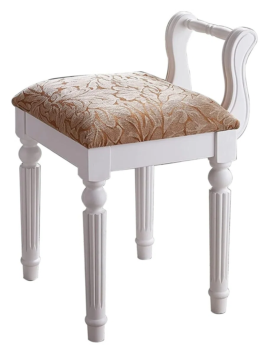 Pianobank, Klavierbank, Klavierhocker, Schminkstuhl Klavierhocker Massivholz Make-up-Hocker Rückenlehne Schreibtischhocker Make-up-Stuhl(White (A))