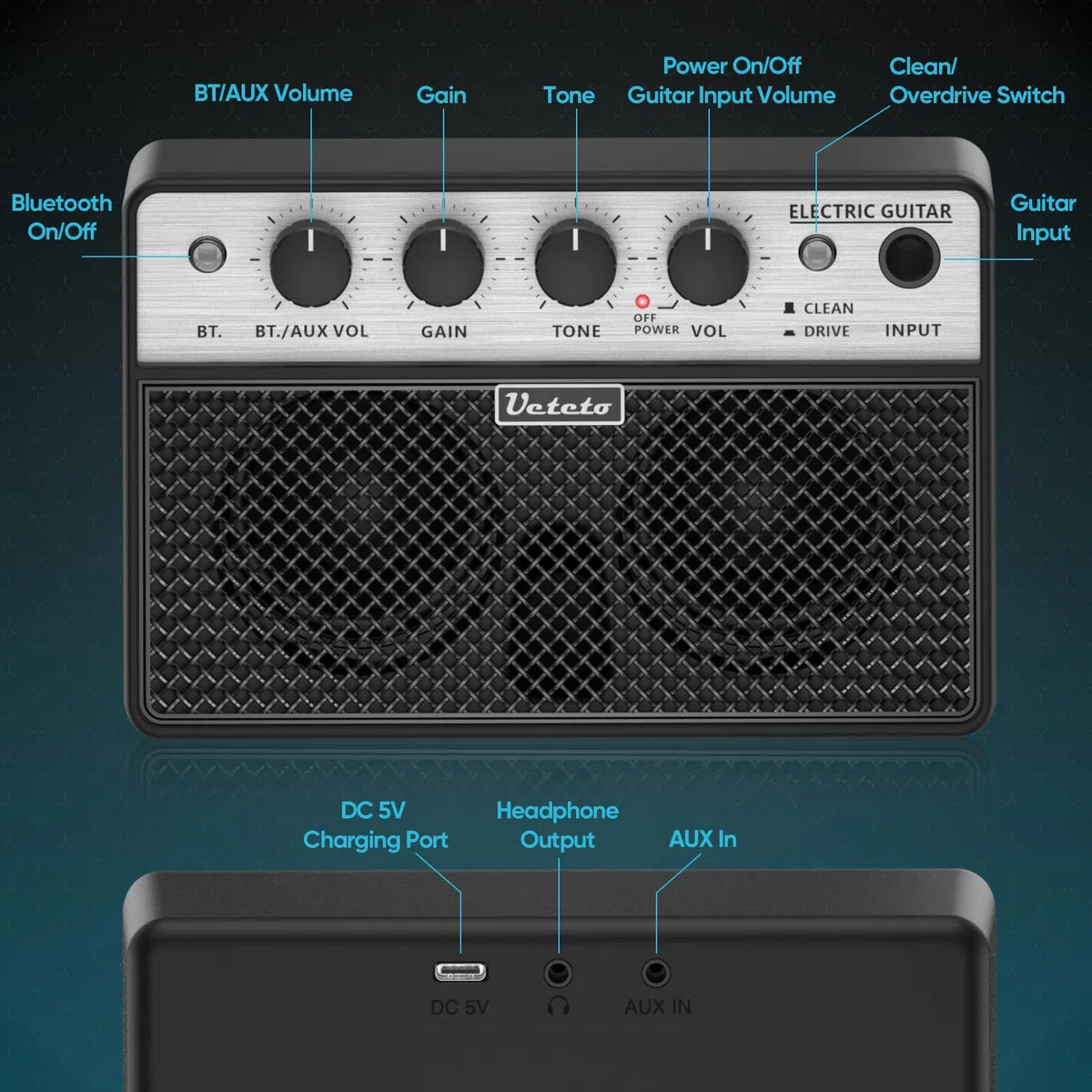 Ueteto 10 W Mini-Gitarrenverstärker
