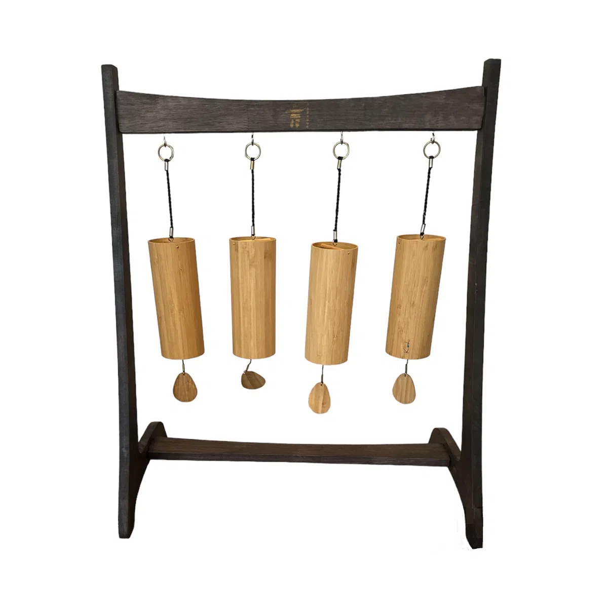 INUK Premium Windspielständer aus Holz - Display für Koshi Chimes - Elegante Indoor Decor Halterung - 4 Haken - Dunkles Holz