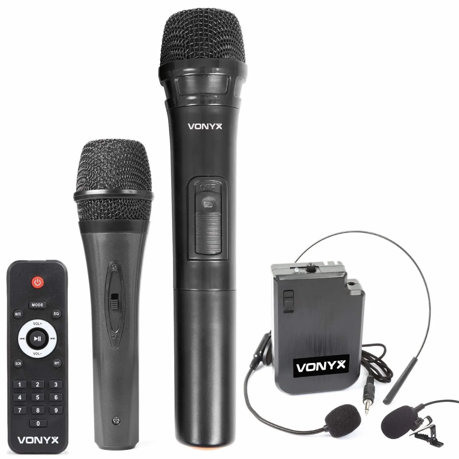 Vonyx AP1200PA - Mobile PA Anlage, Partybox Bluetooth mit Akku, 600 Watt Party Lautsprecher mit UHF-Mikrofon, Kabel-Mikrofon und Wireless Headset, Musikbox Bluetooth Groß, MP3 - USB/SD, Handgriff