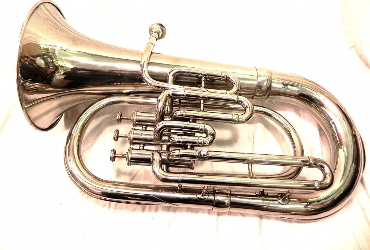 Euphonium Silber Chrom Polish 3 Ventil Euphonium & Mund Stück mit Tragetasche by sonorous