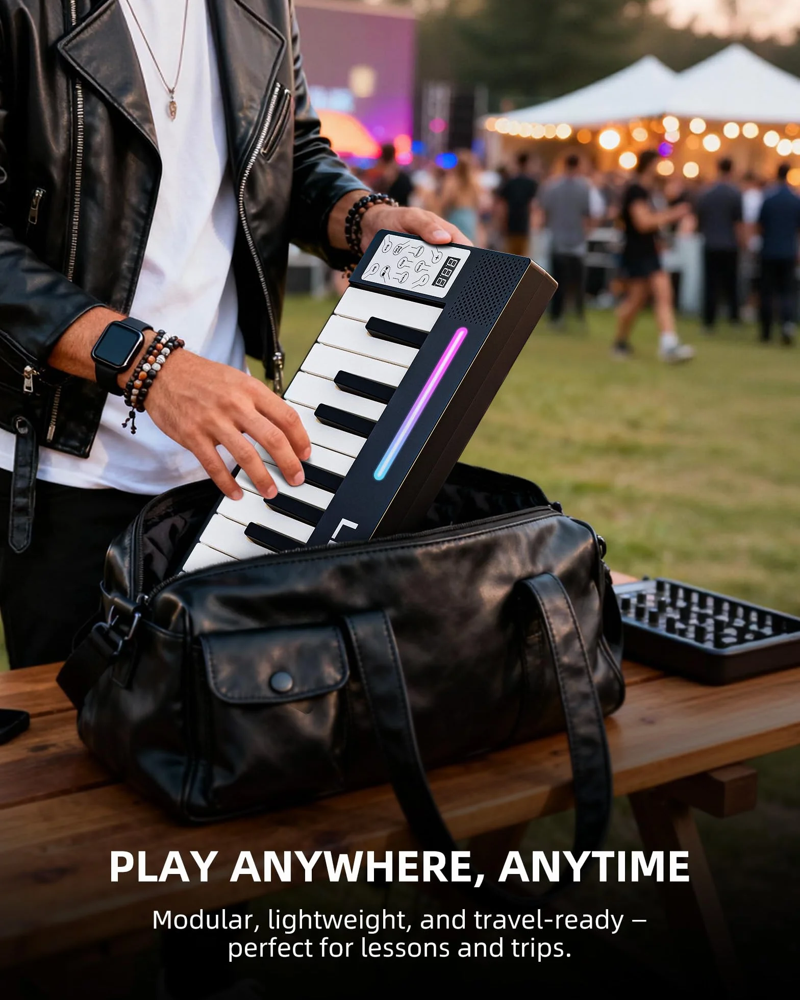 LEKATO Tragbares Piano Keyboard 88 Tasten, Magnetisch Faltbar E-Piano, 128 Sounds 128 Rhythmen Bluetooth MIDI Split Aufnahme, für Anfänger Reise Home