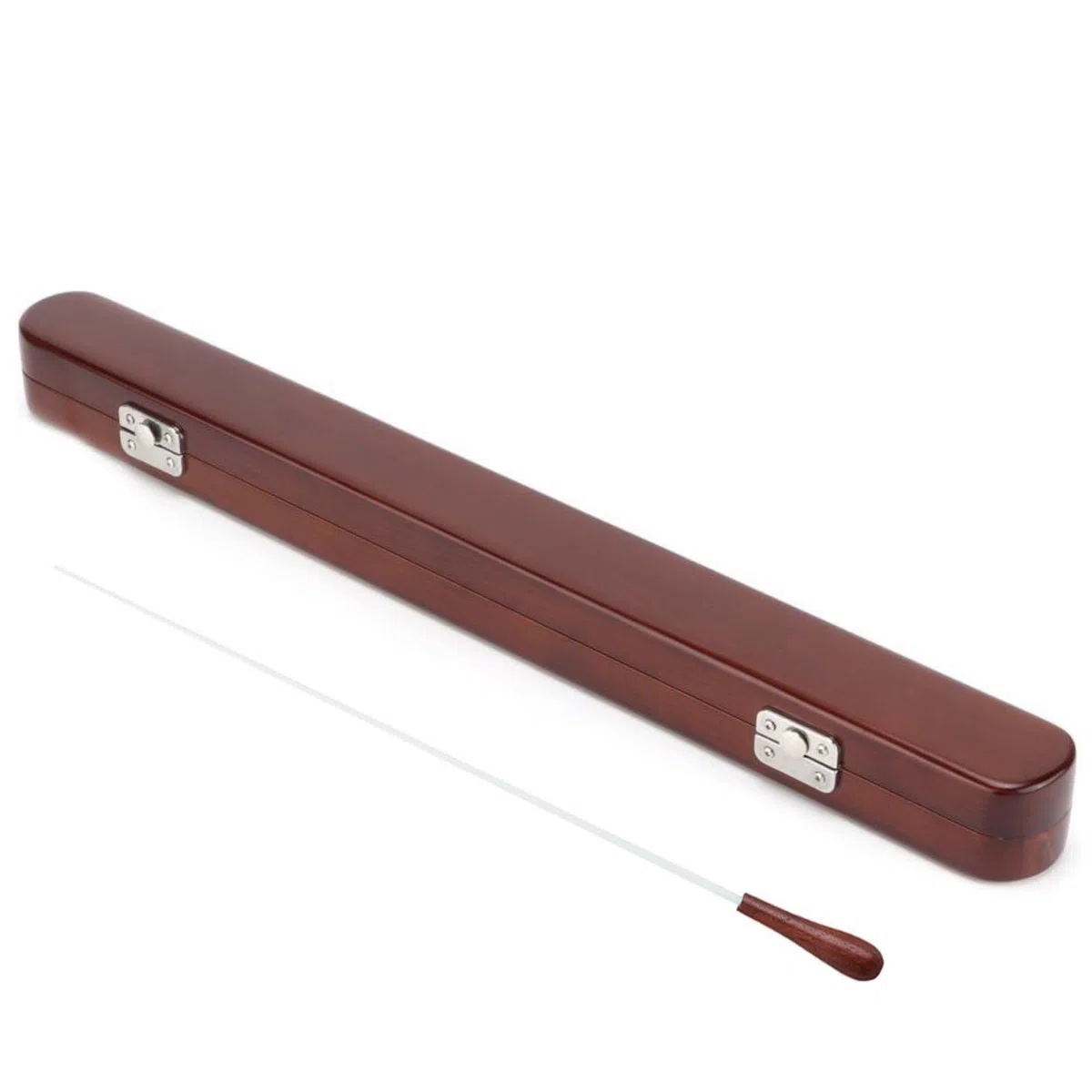 Dirigentenstab mit Etui aus Mahagoni, Bernstein, runder Kasten Taktstock