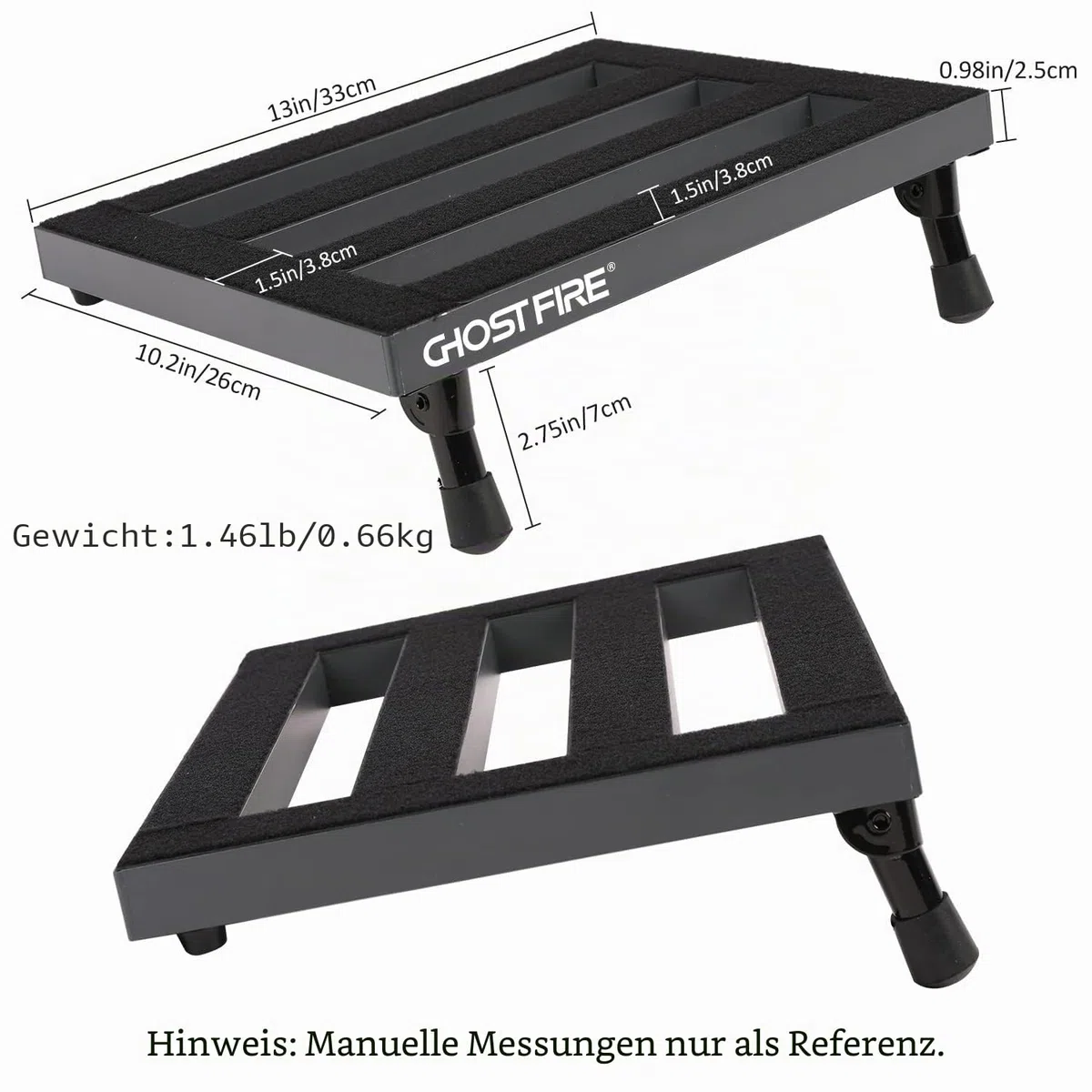 Ghost Fire SPL-2.5 Pedalboard aus Aluminiumlegierung für Gitarre, superleichter Effekt, 34,8 x 26,9 cm, mit Tragetasche