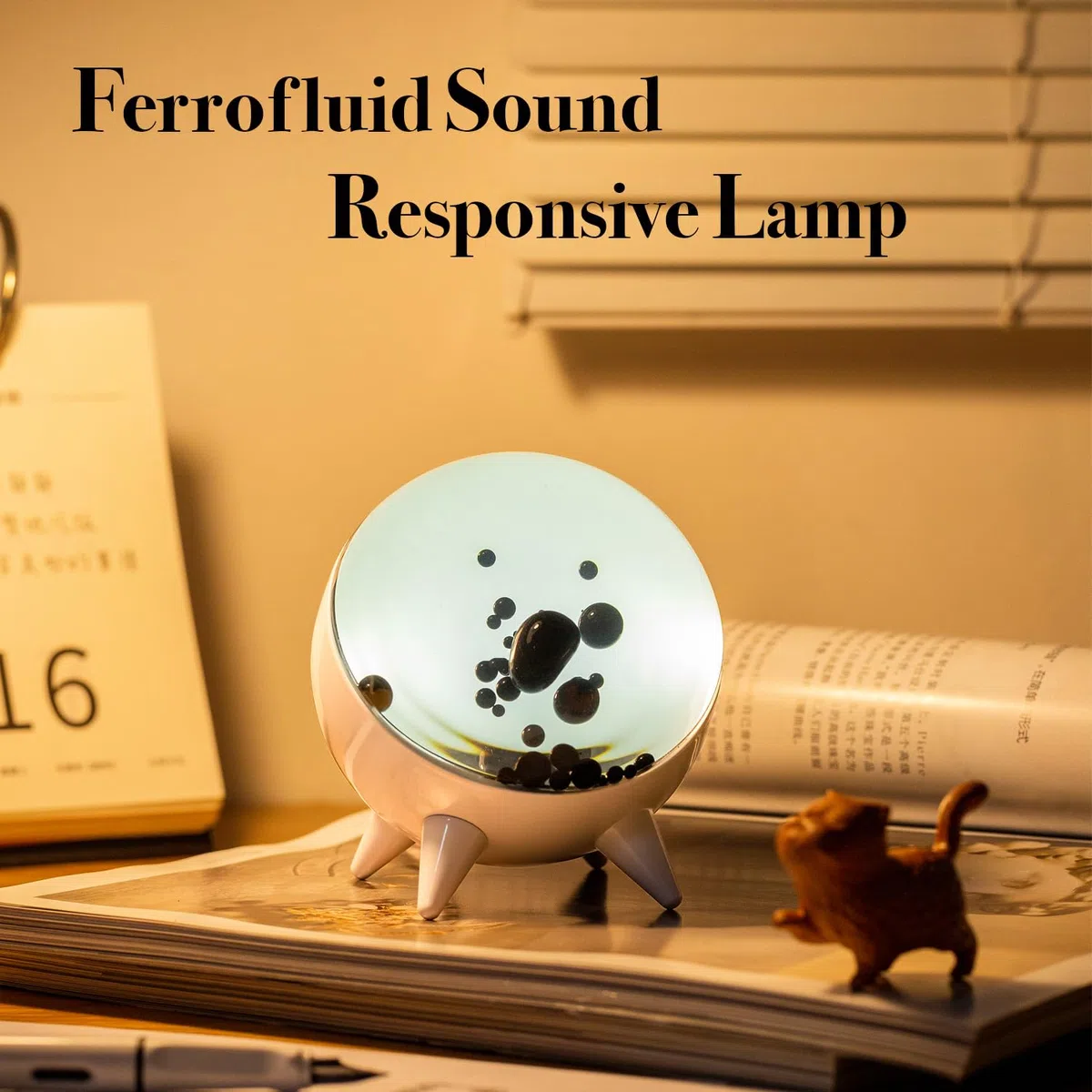 Ferrofluid Sound Visualizer, Rhythmus-Lampe, Ferrofluid, das im Takt der Musik tanzt, Symbiont in einer Flasche, perfekt für Gaming, Schreibtisch- und Wohnkultur, kein Lautsprecher (Schwarz)