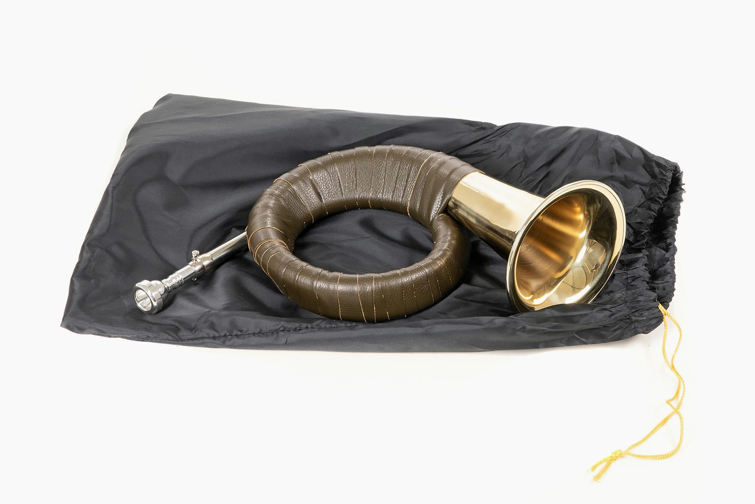 Roy Benson Fürst Pless-Horn HH-101 (Premium Messing Schallstück, 120mm Schallbecher Design, Neusilberkranz, exklusiver Stimmzug, elegante grüne Kunstlederumwicklung, inkl. Nylon Tasche)