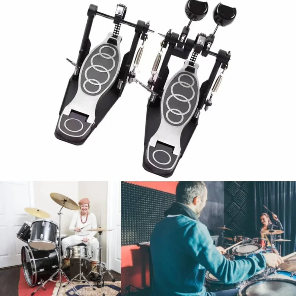 Fußmaschine Pro, Doppelpedal Drum Pedal, Bass Kick Drum Pedal, Fußmaschine Chain Kick Drum Pedal 2 Pedale Schlagzeug Zubehör für Drumsets