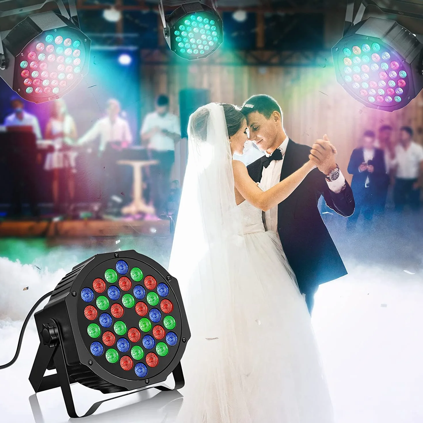 U`King 4 PCS RGB Bühnenlicht Akku mit Par Bag, Wiederaufladbare 36 LED Strahler Par Licht mit Fernbedienung und Timing, Akku Strahler Outdoor für Hochzeit DJ Disco Events Indoor Tanzparty Kirche