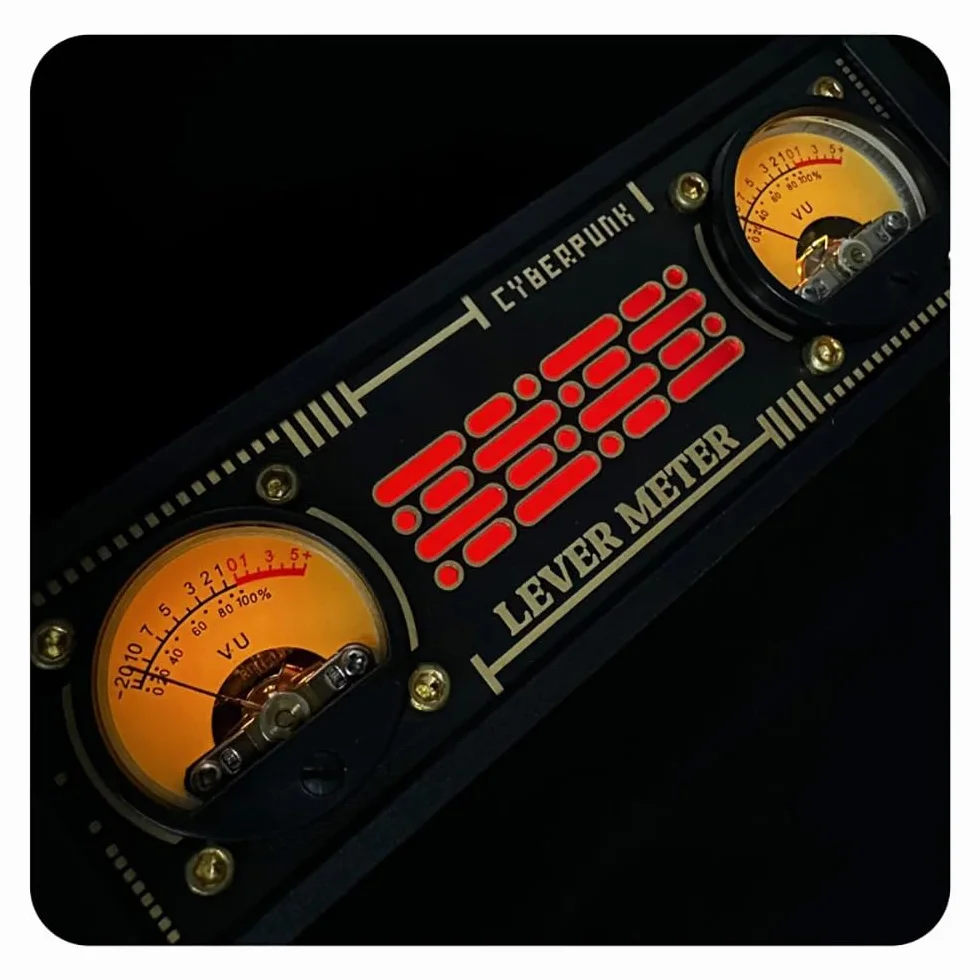 Sound aktiviertes VU Meter, mit RGB Hintergrundbeleuchtung, Stereo Mikrofon Lautstärke, Desktop Audiopegelanzeige, für Heim Audiosysteme