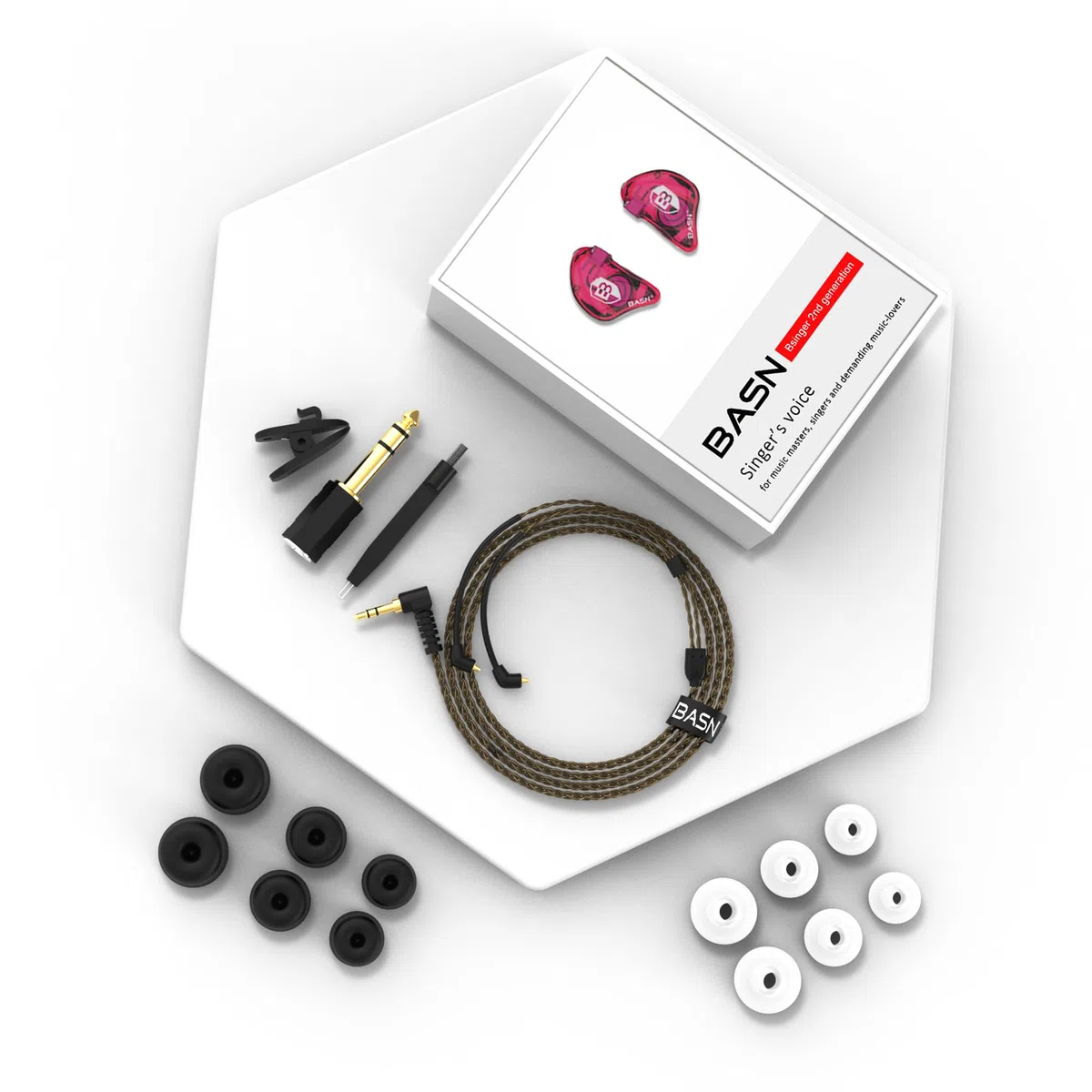 BASN Bsinger In-Ear-Monitore Geräuschisolierende Kopfhörer, Dual-dynamische Treiber High Definition Kabelgebundene Ohrhörer mit abnehmbarem MMCX-Kabel für Musiker Schlagzeuger Sänger (Blau&Lila)