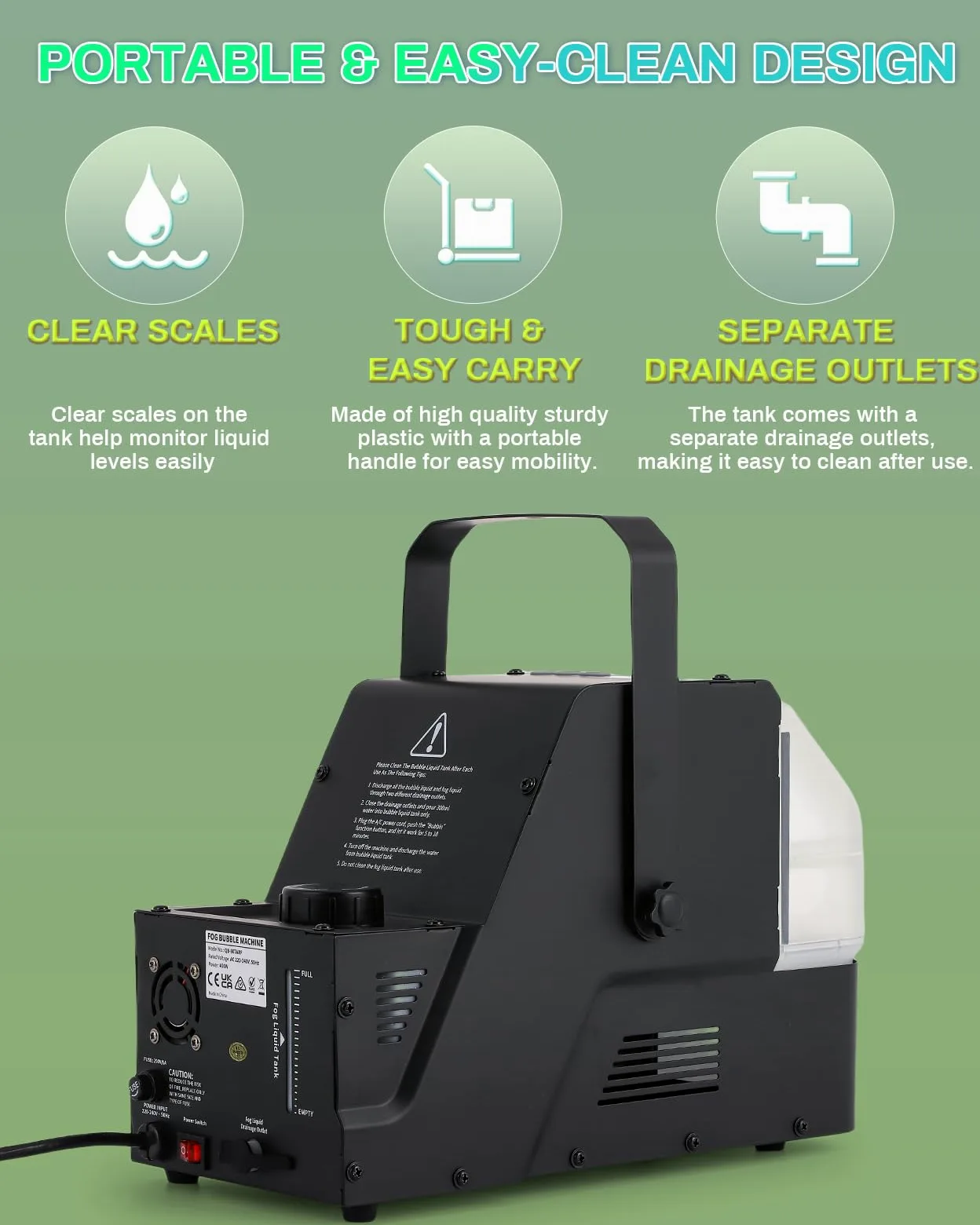Nebelblasenmaschine mit Fernbedienung, Rauchmaschine mit Blasen, 450 W, automatischer Seifenblasenmacher, Blasen/Nebelblasen/Nebel, drei Modi für Party, Bühne, Hochzeit, Halloween