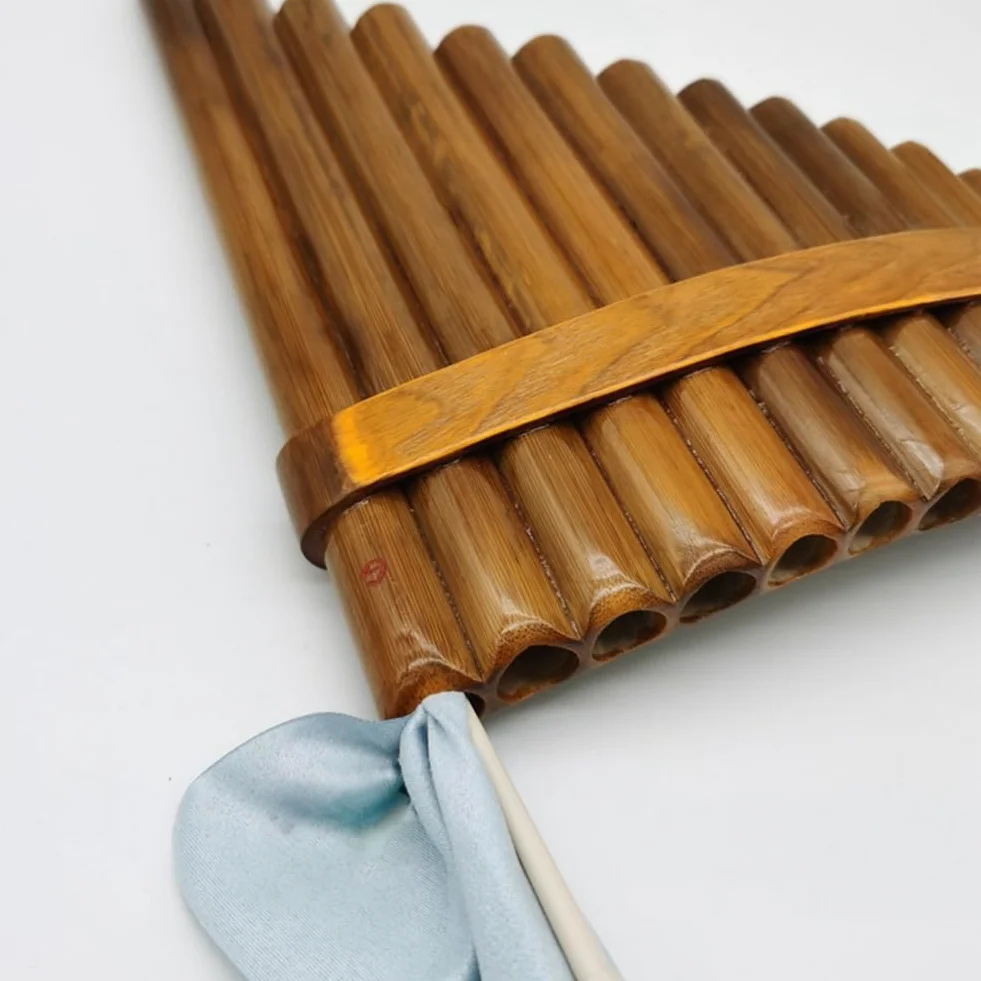 Natürliche Bambusflöte, Panflöten-Blasinstrument, Handgefertigte Panflöte, 15 Töne in G-Dur, Modell für Linkshänder, Einfache Installation, Einfach zu Bedienen