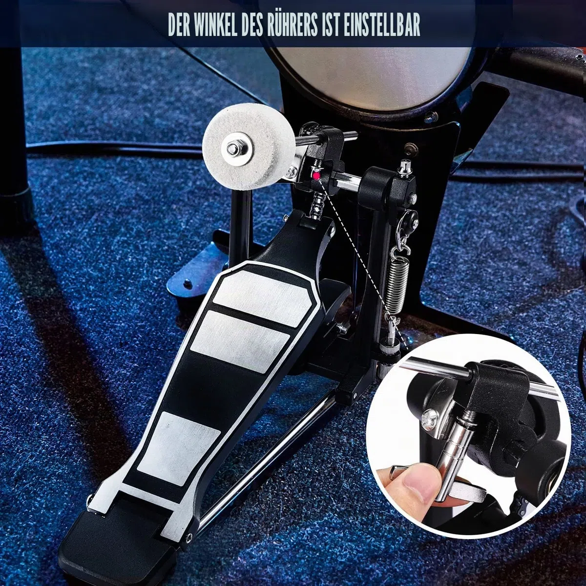 Facmogu Single Kick Bass Drum Pedal, Kick Drum Pedal mit Classic Felt Beater Stick & Key für Foot Percussion Set Instrument, Single-Chain Heavy-duty für Anfänger & Pro Drummers