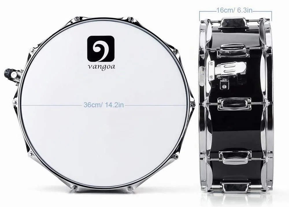 Vangoa Snare Drum 14 Zoll Ahornholz Cavity Kleine Trommel Akustik Schlagzeug Snaredrums mit Snare Drähten, Geeignet für Profis, Studenten und Anfänger