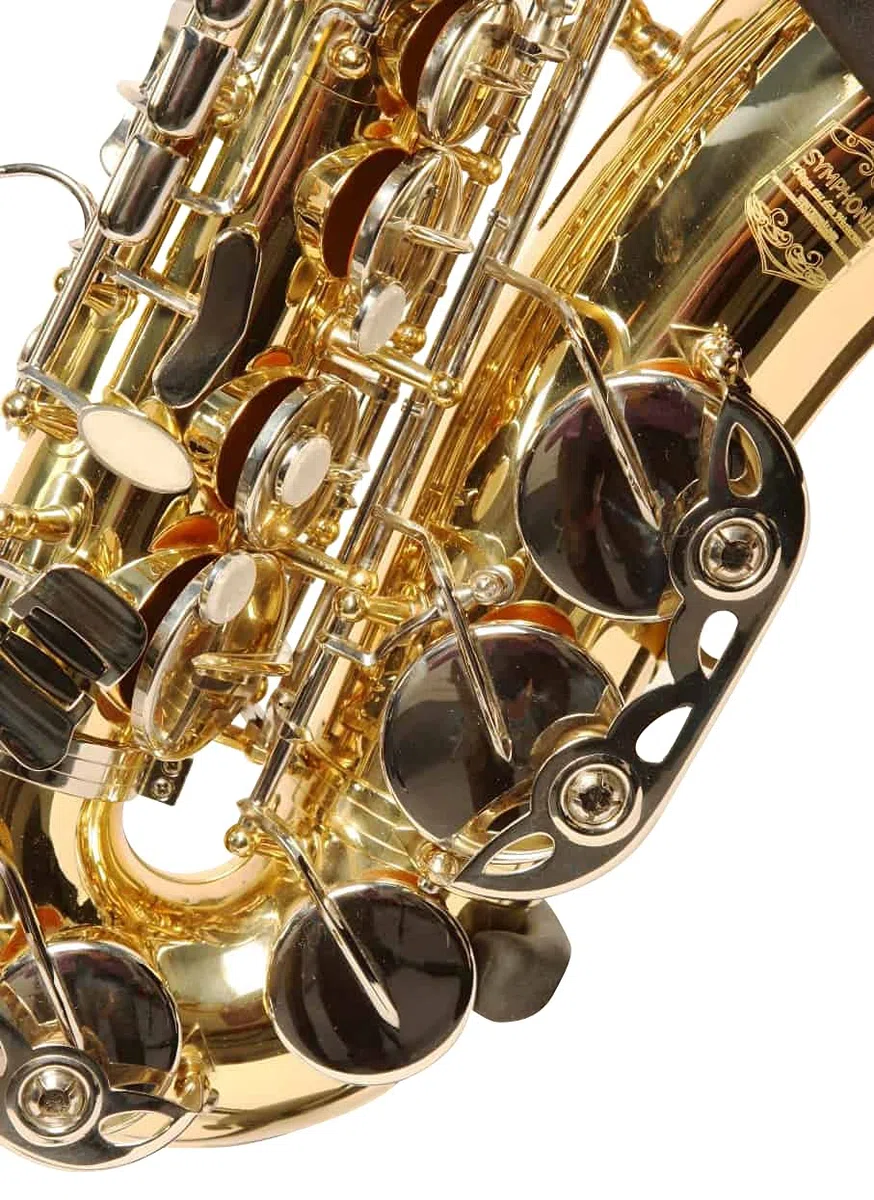 Original SYMPHONIE WESTERWALD Design Altsaxophon Saxophon Alt, Gold/Silber, inkl. Luxus-Hartschalenkoffer und Zubehör, Neu