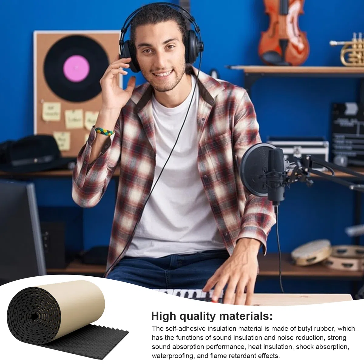 Selbstklebende Akustikbarriere Für Autostudios 100x50x1cm Akustikschaum Pads Selbstklebende Rückseite Schallschutzplatten Wasserdicht Feuchtigkeitsfest Schallschutzplatten Für Wände Schalldämmplatten