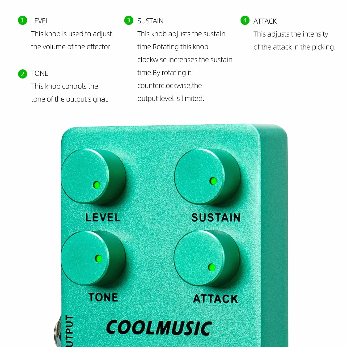 Coolmusic C-CS01 Kompressor Pedal, Comp Guitar Pedal Compression Effect E-Gitarre und Bass True Bypass