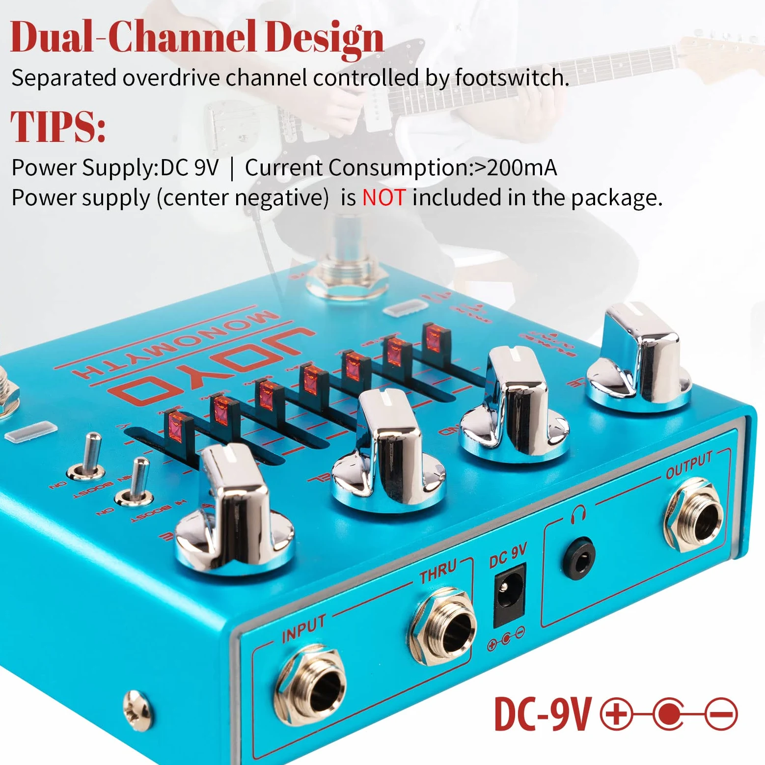 JOYO Bass Overdrive Amp Simulator Pedal mit EQ und Rauschunterdrückung für Bass (Monomyth R-26)