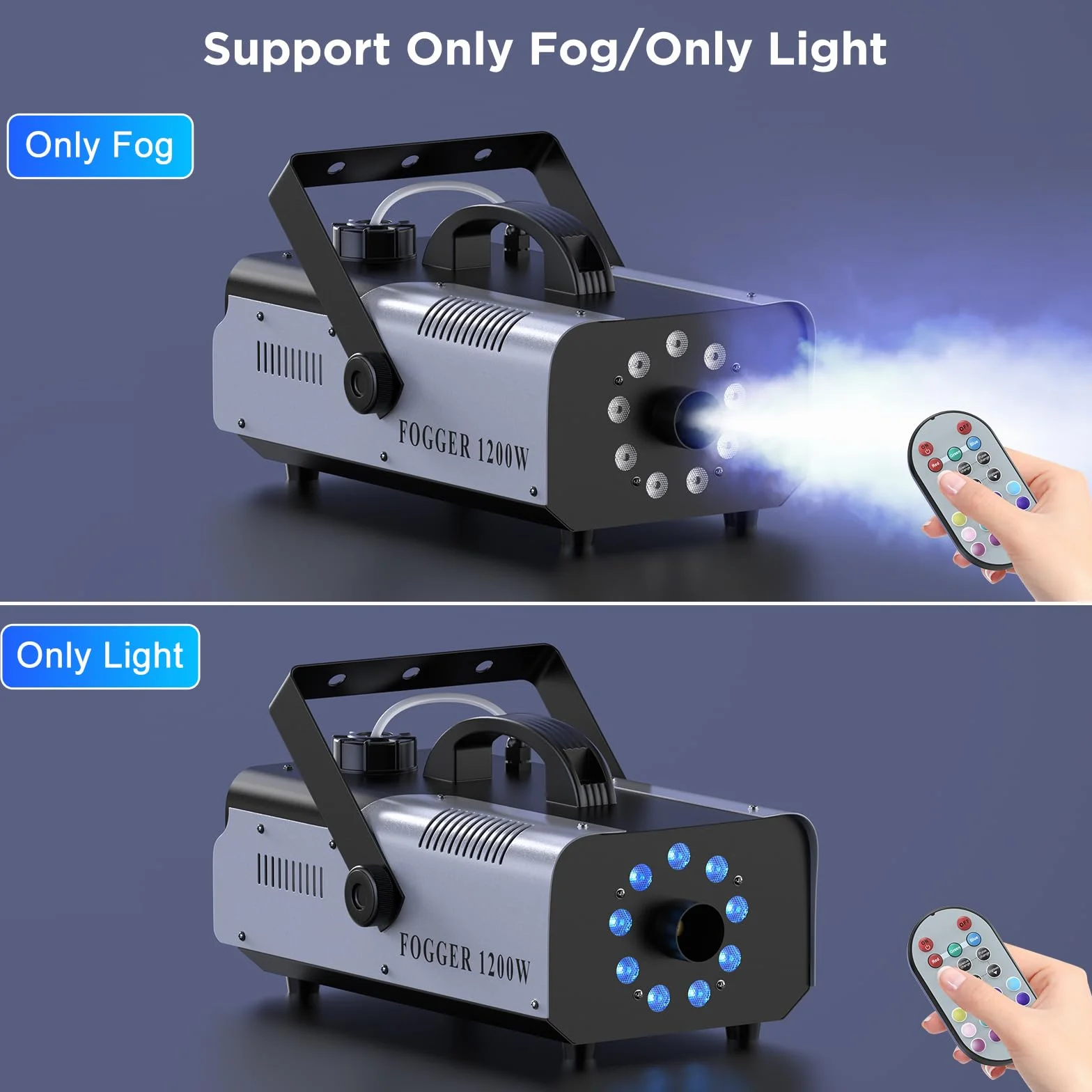1200W Nebelmaschine 9 RGB 3 in 1 LED Rauchmaschine mit kabelloser tragbar Smoke Machine für Bar Hochzeitsfeiern Disco Party Club Bühnenauftritte Halloween
