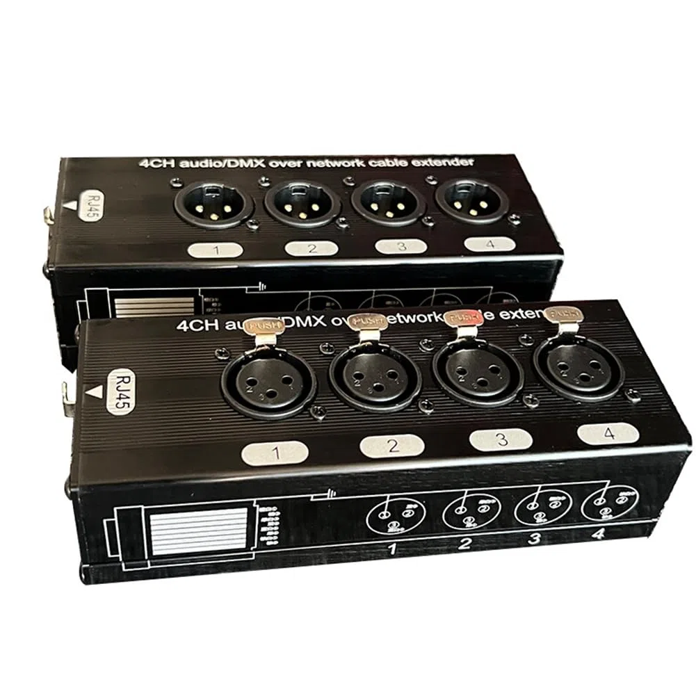 1 Paar 4-Kanal 3-Poliger XLR-Audio-RJ45-Ethernet-Extender-Netzwerkkabel-Extender DMX512-Netzwerksignal-Extender Stecker + Buchse