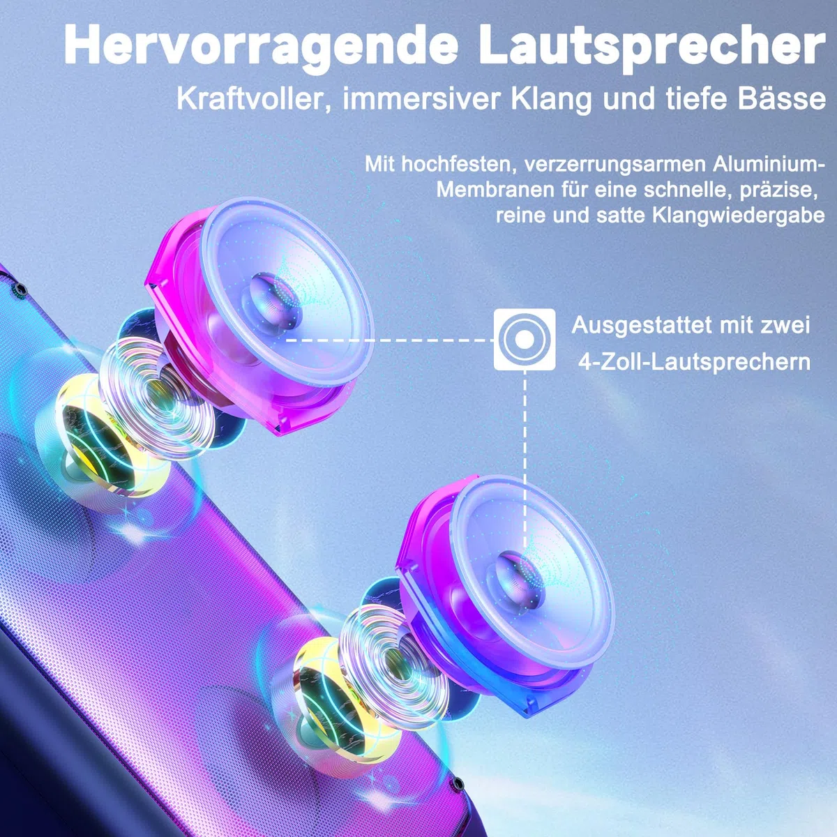 JYX Karaoke Maschine, Karaoke Anlage Mit 2 Mikrofonen, Tragbarer Bluetooth Lautsprecher Mit RGB Licht, Karaoke Box Karaoke Set, PA System Für Erwachsene, Party Box, Unterstützt TF/USB, AUX, FM, TWS