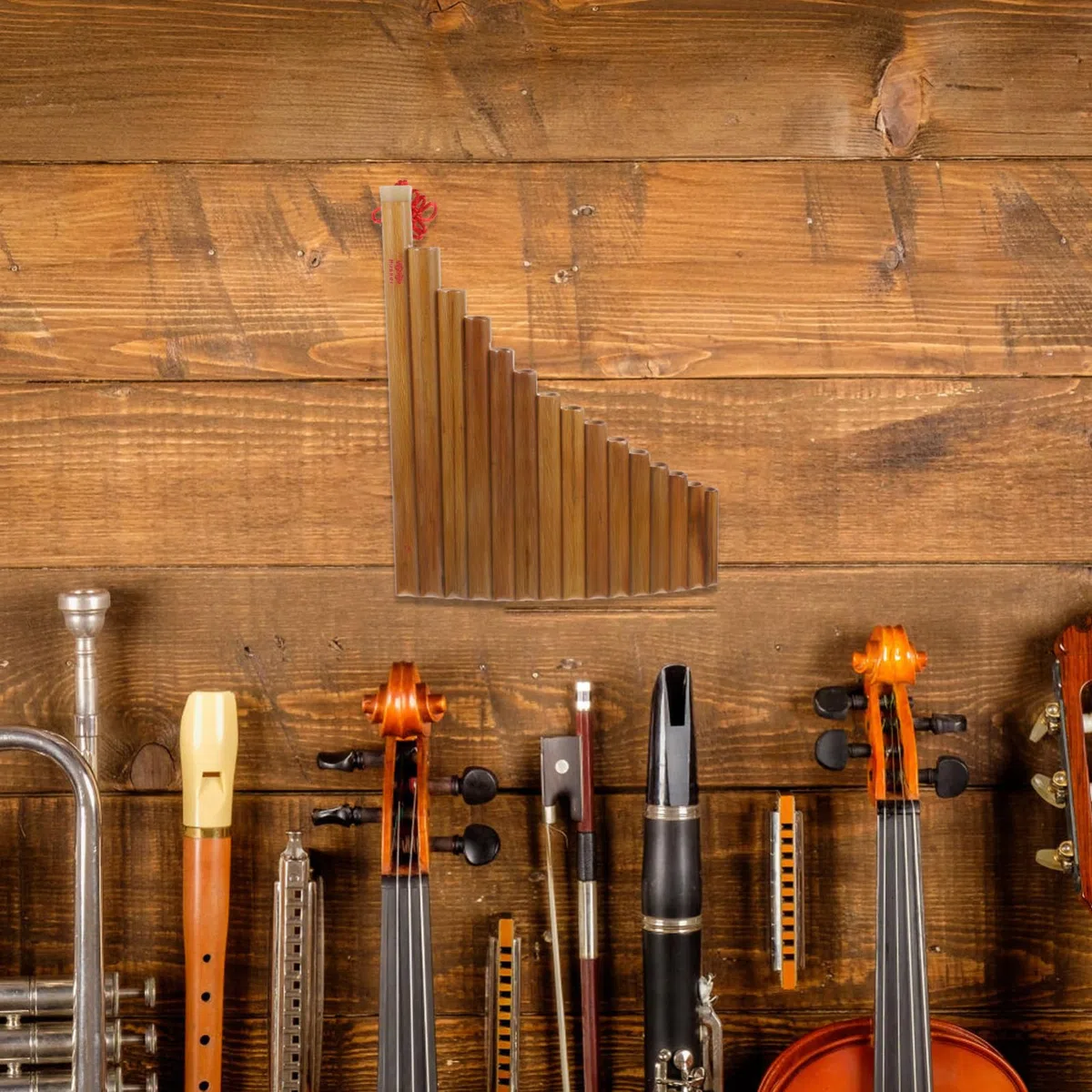 Traditionelle Panflöte aus Bambus mit 15 Röhren Leicht zu Spielen und Langlebig Kreatives Musikinstrument für Anfänger und Kinder im Braunen Stil Zufällige Farbe Zufälliger Stil