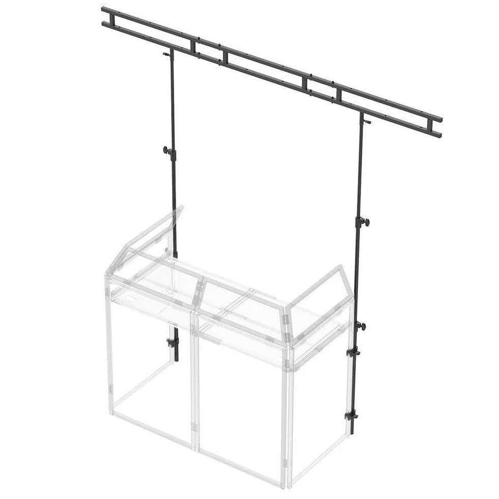 Vonyx DB3 DJ Pult, großer mobiler DJ Tisch klappbar, 146 x 73 x 132 cm, inklusive Tragetasche und weißer und schwarzer Husse DJ Booth, faltbar DJ Equipment, DJ Table, DJ Stand mit Husse