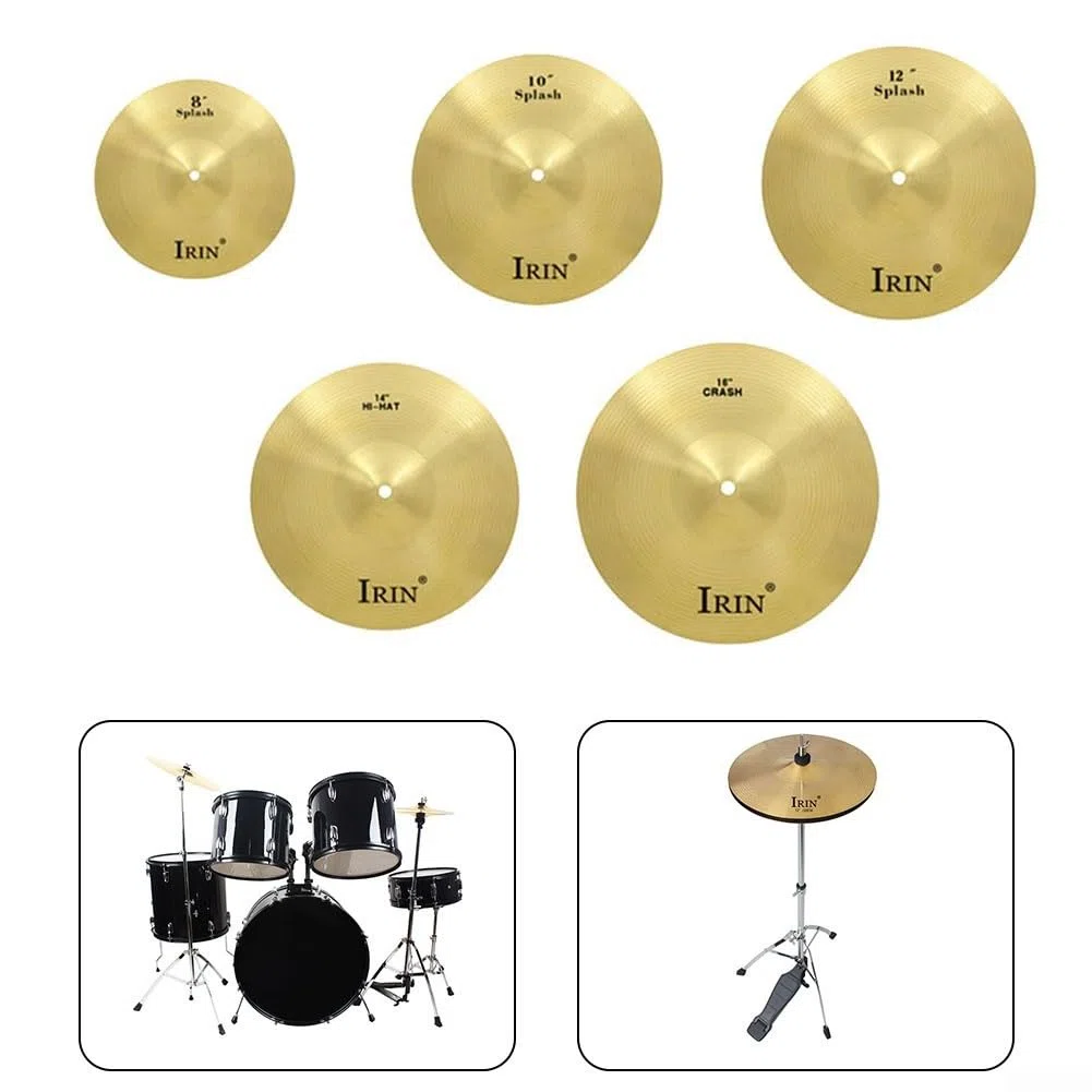 Drum Becken Pack,Drum Brass Becken Percussion Splash Crash Hi-Hat Becken für Schlagzeug Set Traditionelles Finish Messing, 2450927453