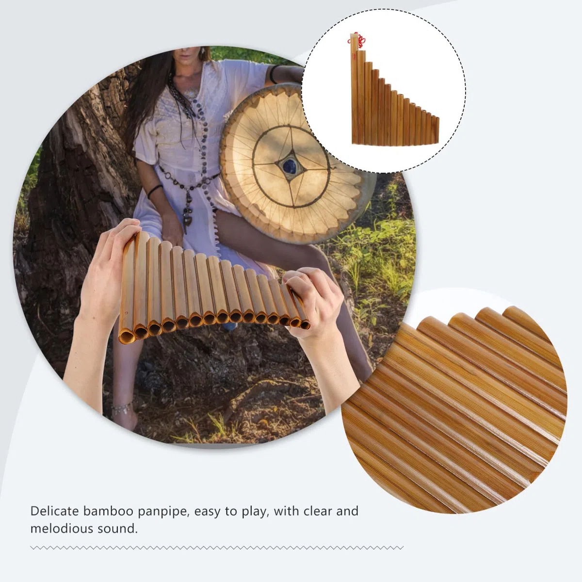 Traditionelle Panflöte aus Bambus mit 15 Röhren Leicht zu Spielen und Langlebig Kreatives Musikinstrument für Anfänger und Kinder im Braunen Stil Zufällige Farbe Zufälliger Stil