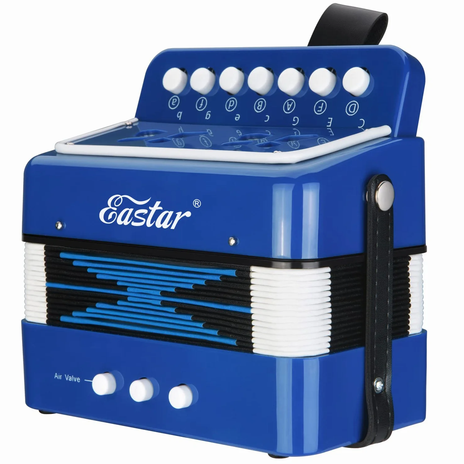 Eastar Akkordeon 10 Tasten Knopf Pädagogisches Musikinstrument für Kinder, Voll Funktionsfähiges Leichtes Ziehharmonika, Auswahl an Geschenken zum Kindertag, Blau